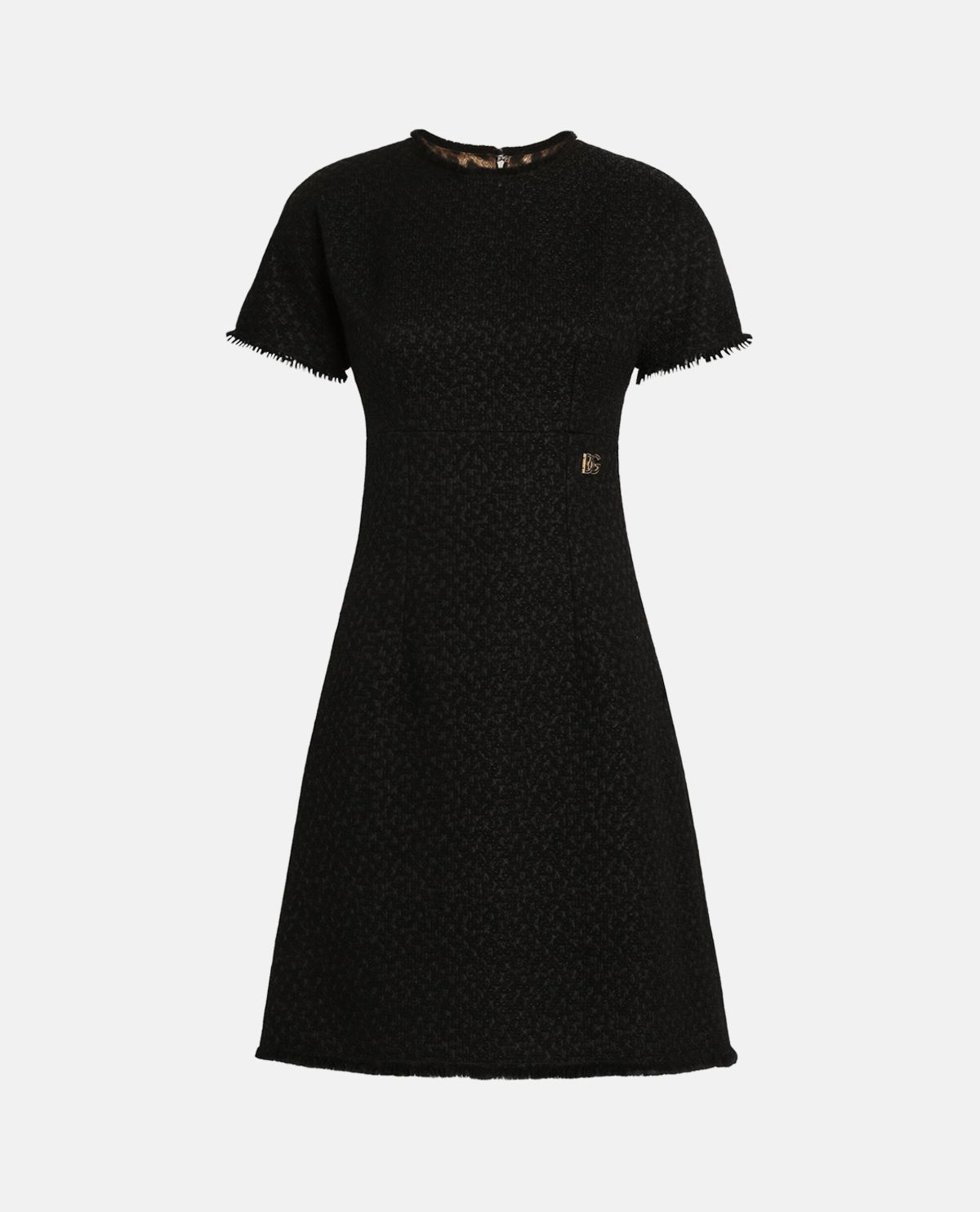 Đầm tweed dáng ngắn phối logo DG
