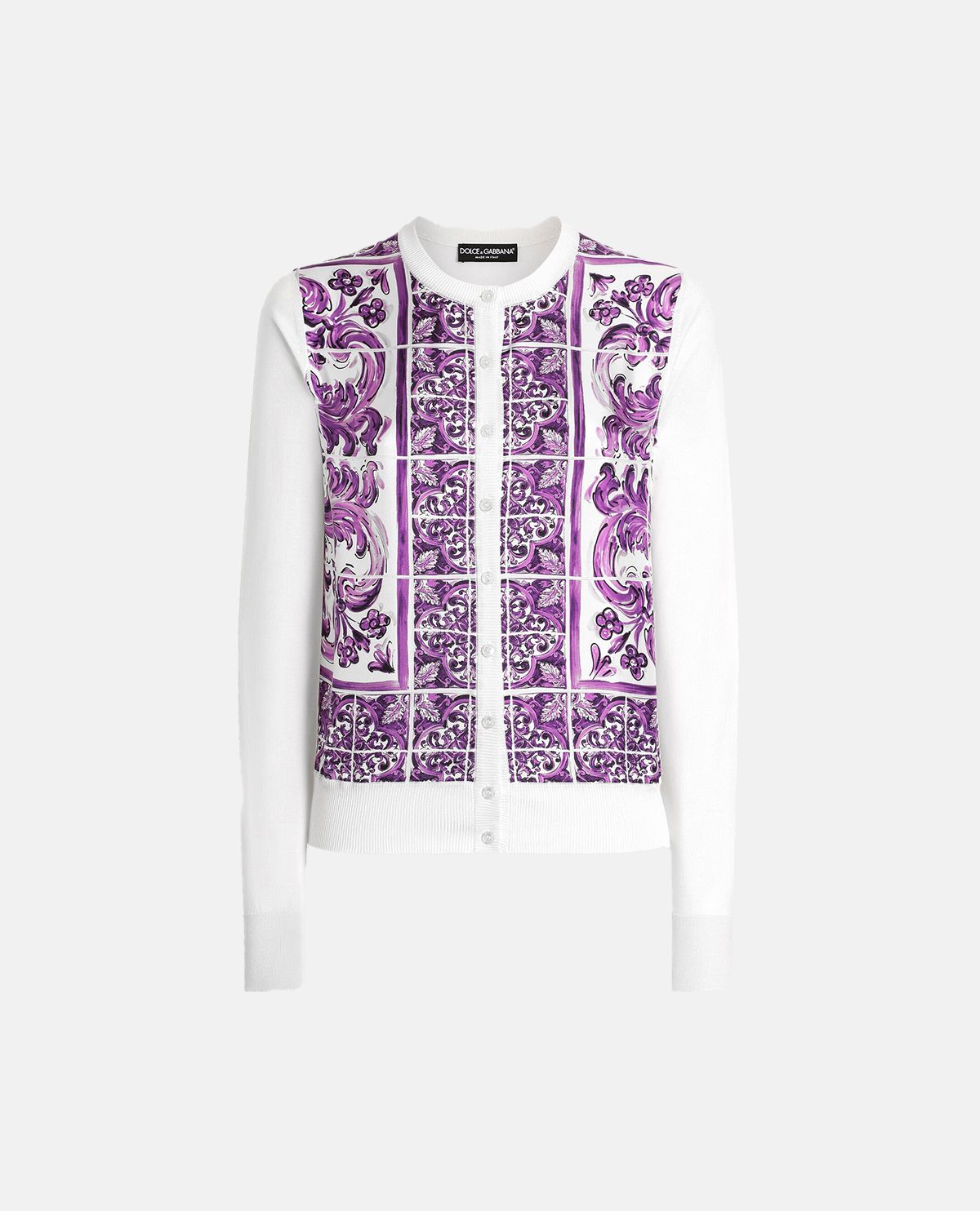 Áo cardigan tay dài họa tiết Maiolica