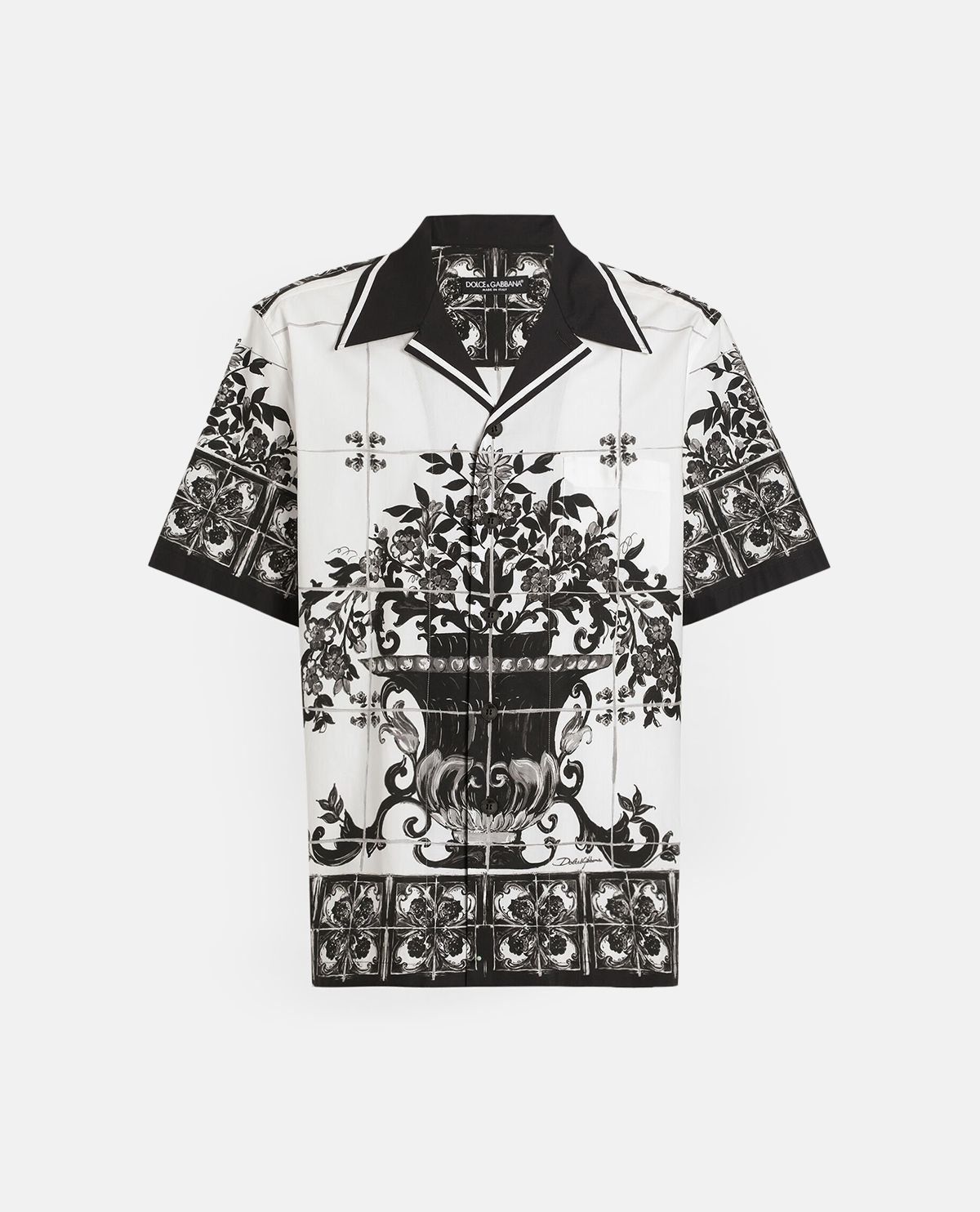 Áo sơ mi poplin tay ngắn họa tiết Maiolica