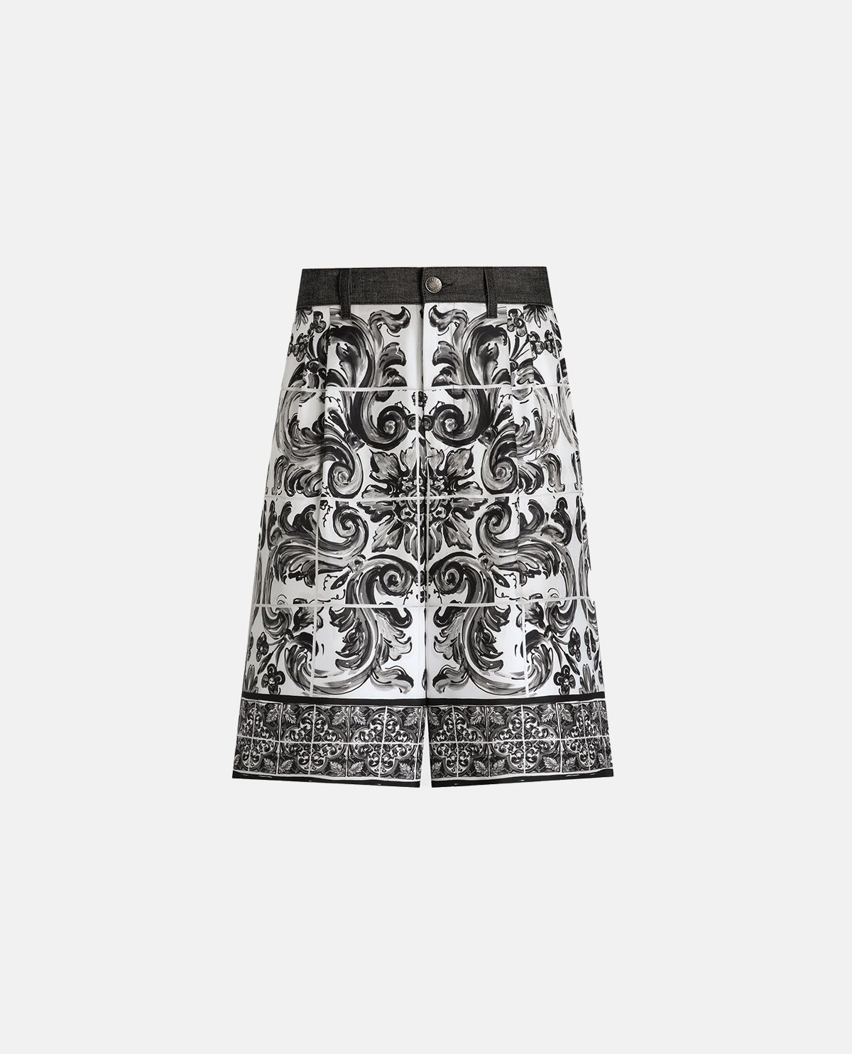 Quần short bermuda denim họa tiết Maiolica