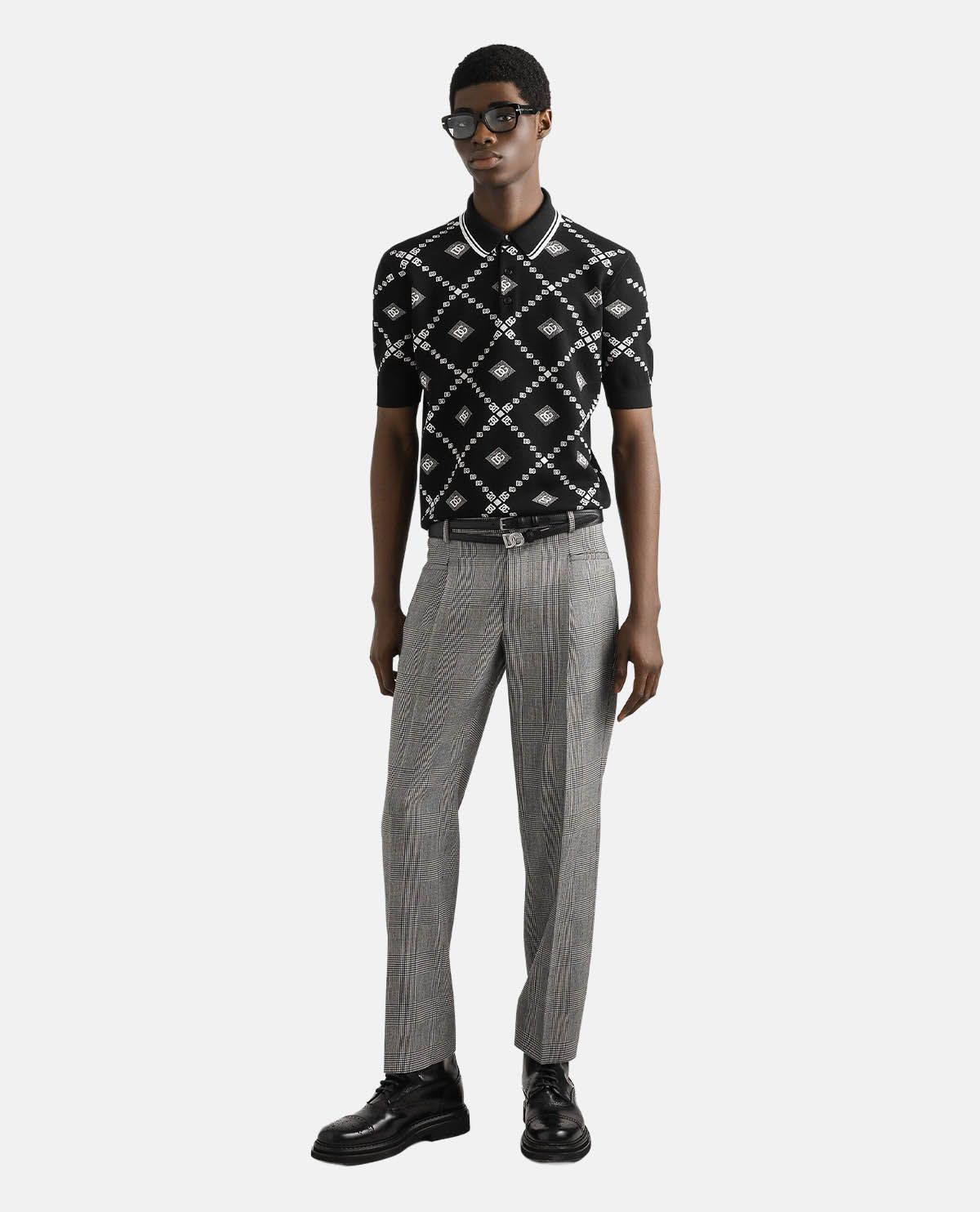 Áo polo piqué jacquard tay ngắn