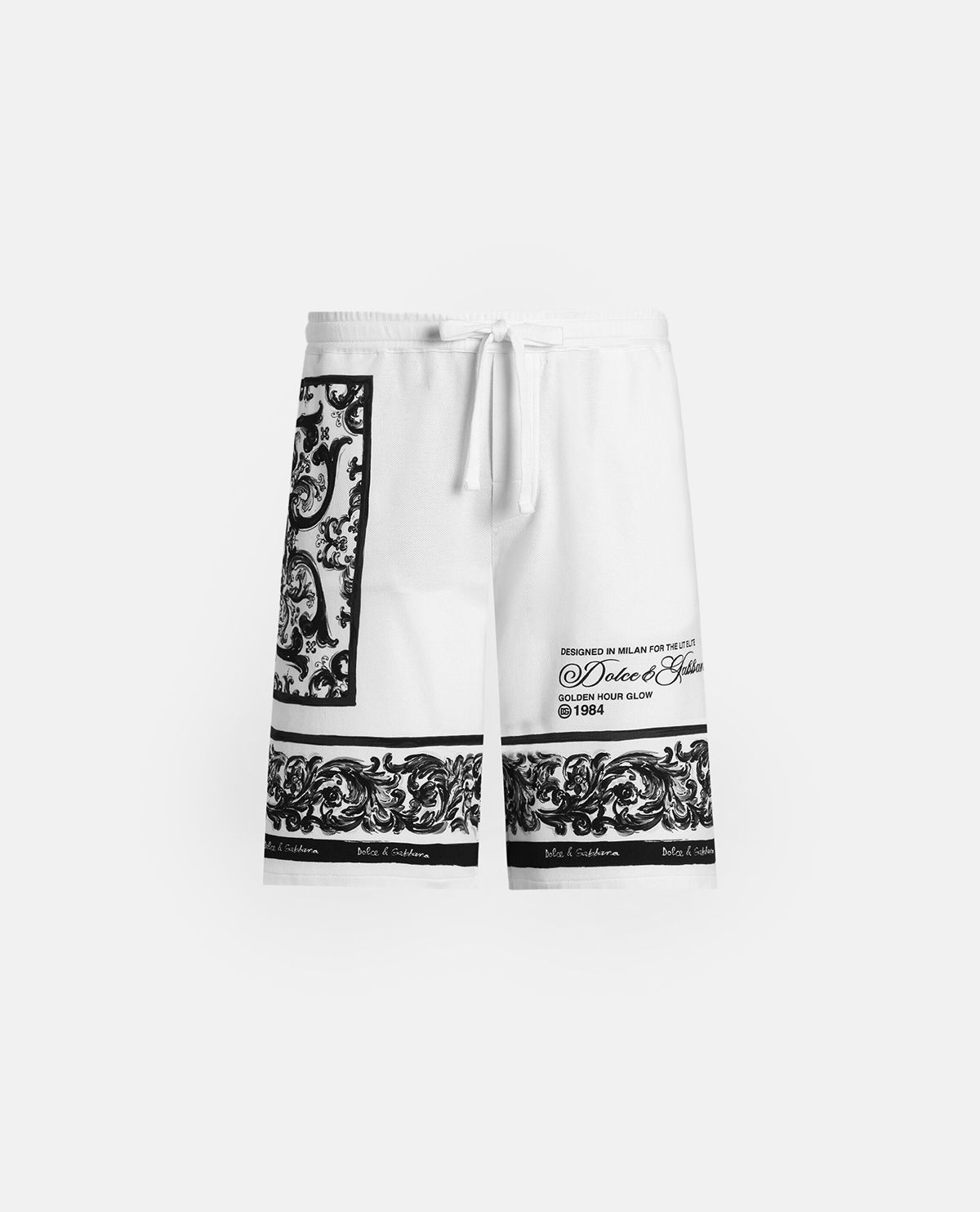 Quần short bermuda lưng thun họa tiết Maiolica