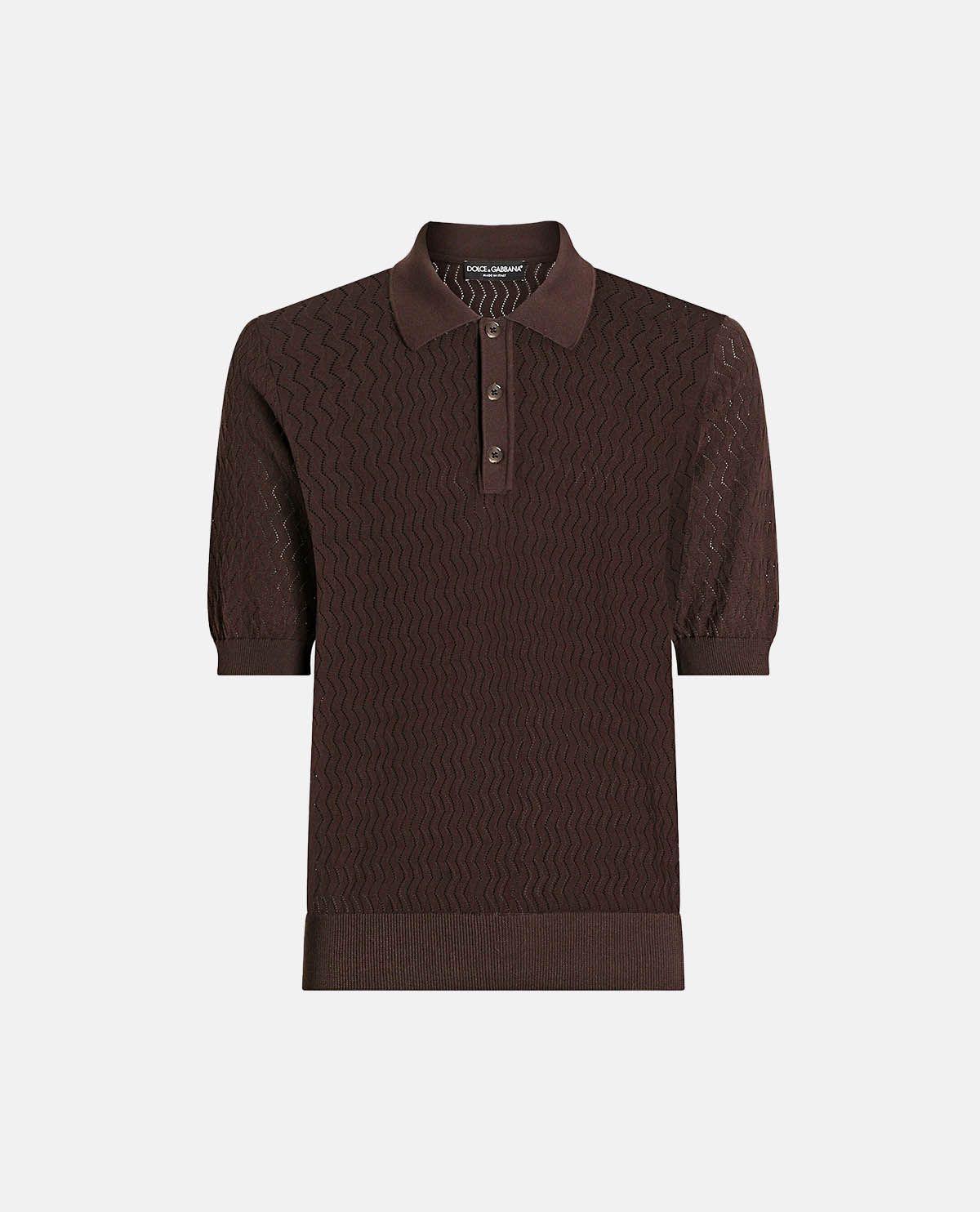Áo polo cotton tay ngắn dệt họa tiết