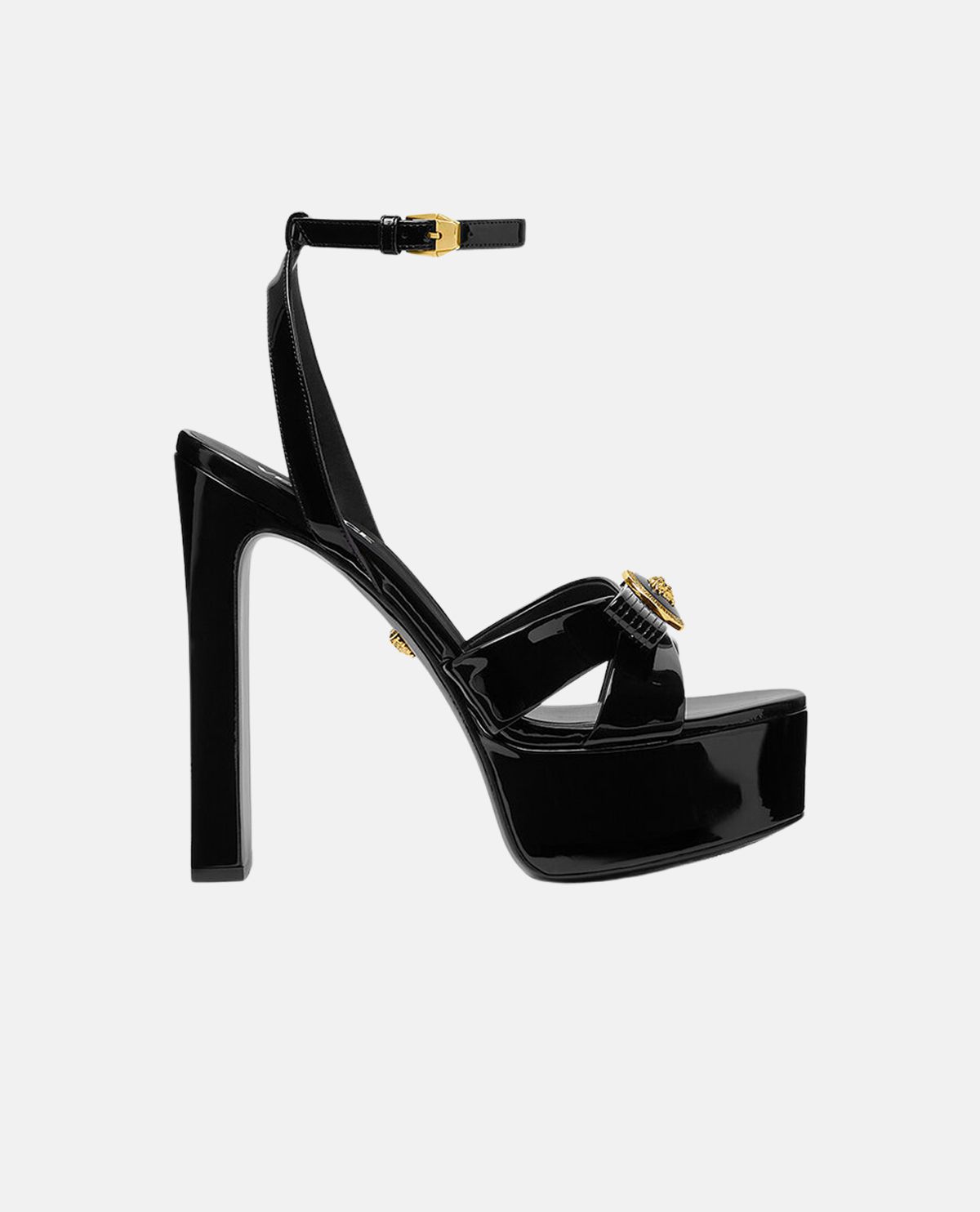 Giày sandal cao gót da bóng Gianni Ribbon 140