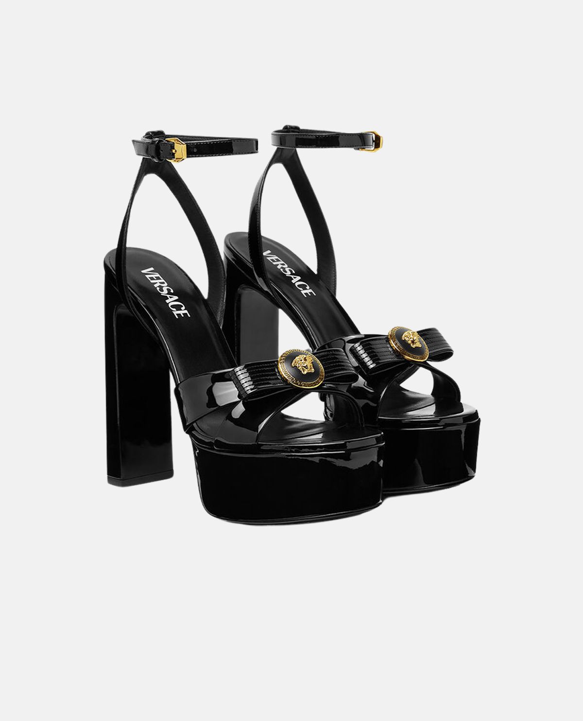 Giày sandal cao gót da bóng Gianni Ribbon 140