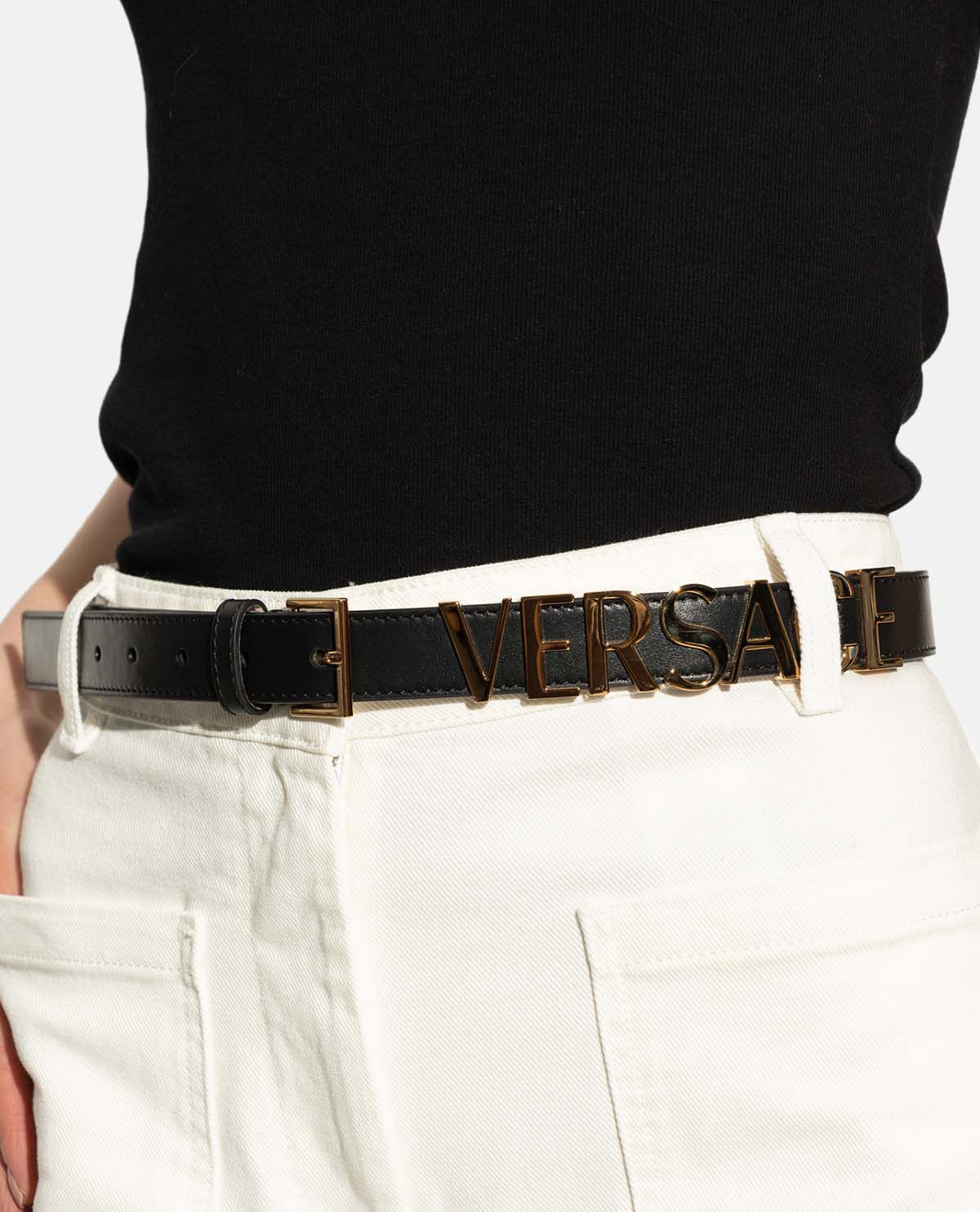 Thắt lưng da phối logo Versace bản 2.5 cm