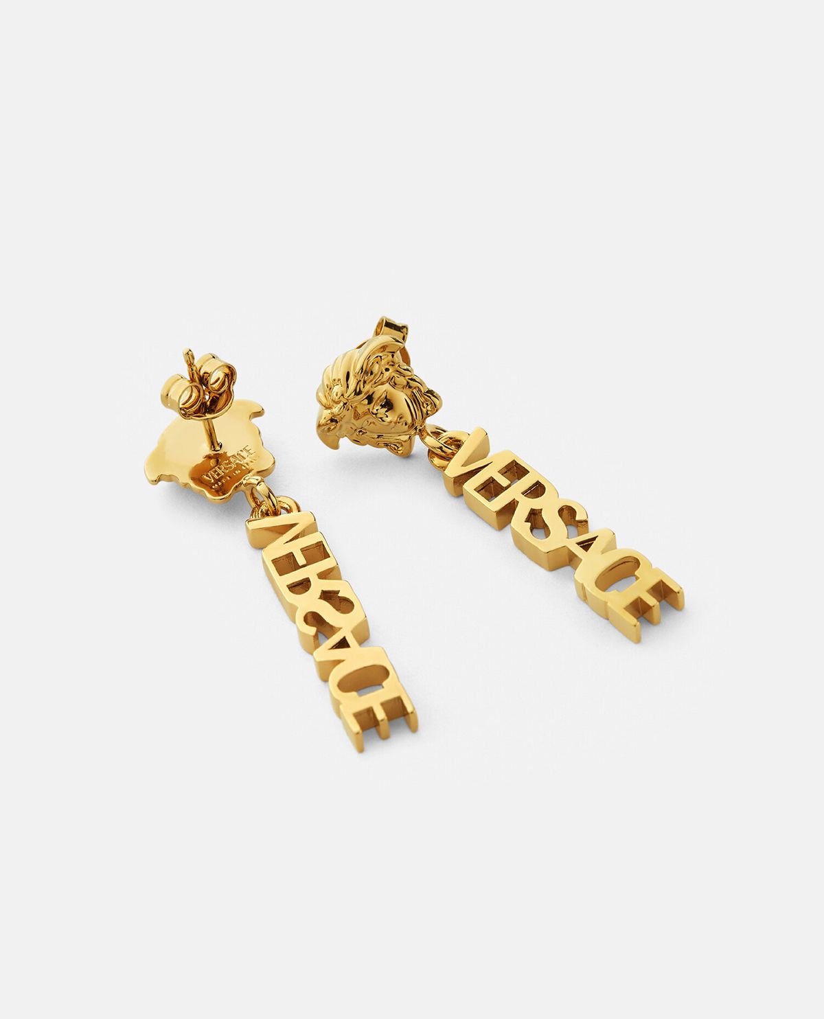 Khuyên tai dáng thả phối logo Versace
