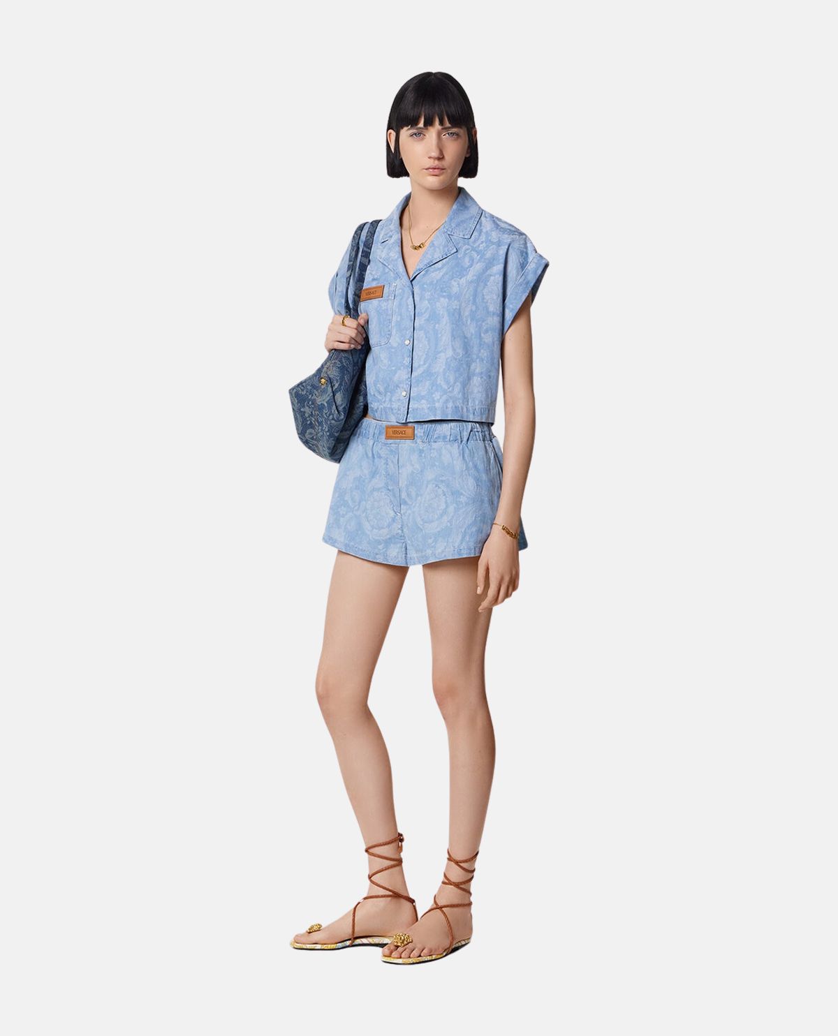 Áo sơ mi denim dáng boxy Barocco