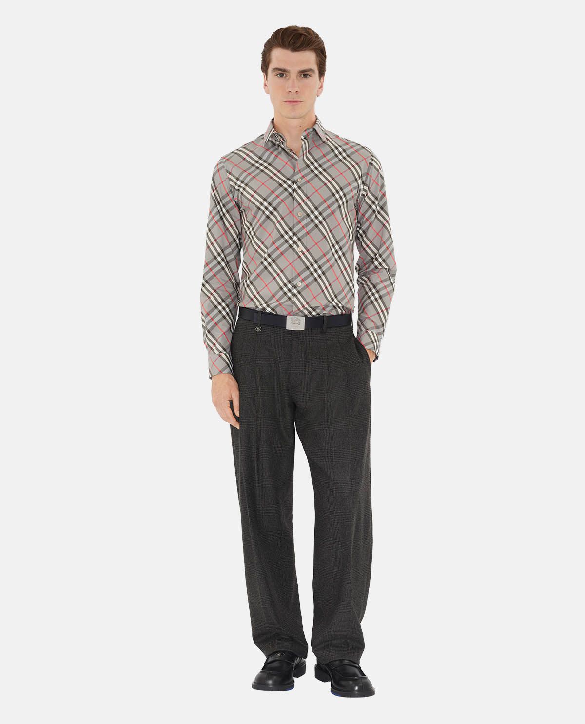 Áo sơ mi cotton tay dài họa tiết Burberry Check