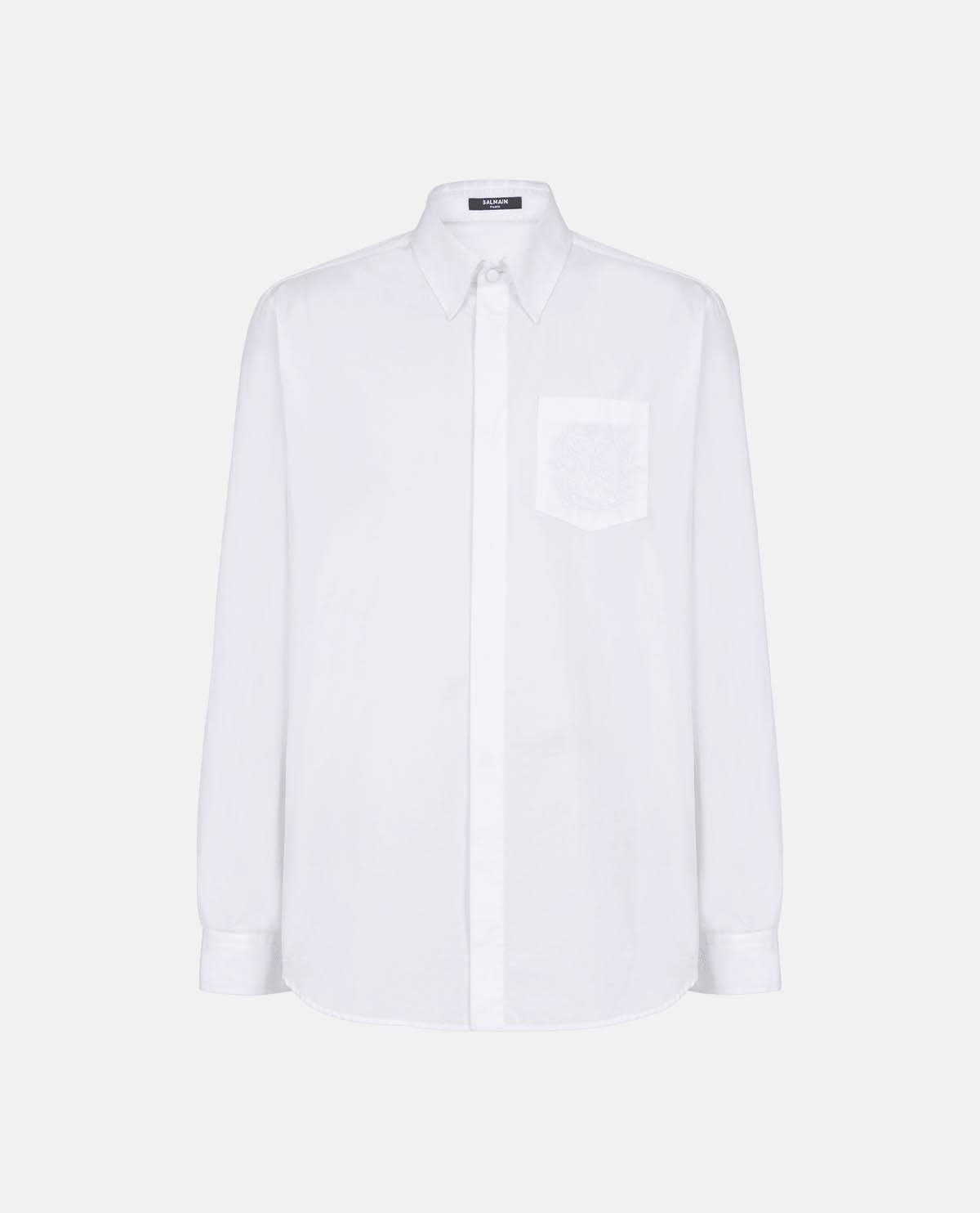Áo sơ mi poplin tay dài thêu logo Balmain Écusson