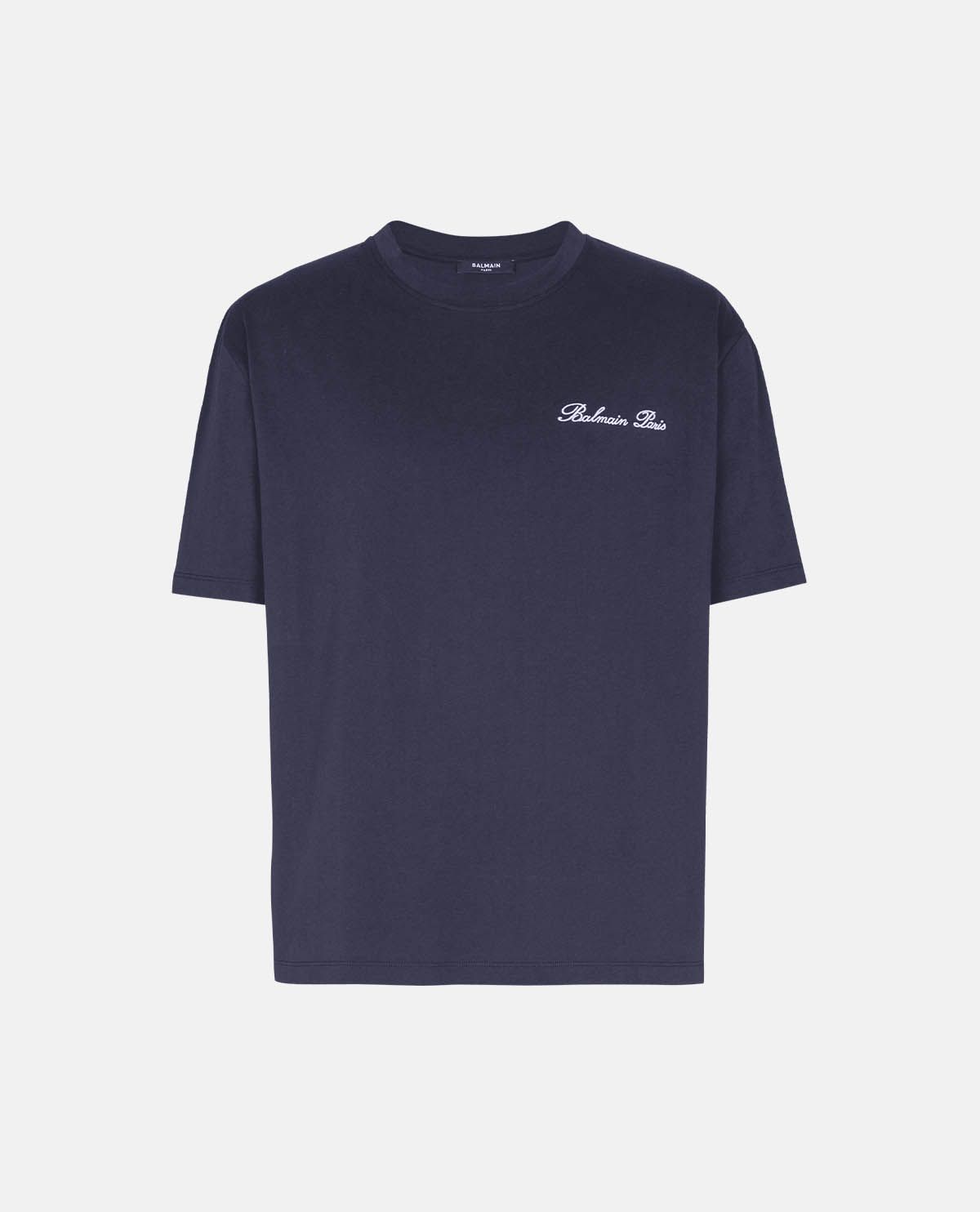 Áo thun tay ngắn thêu logo Balmain Signature