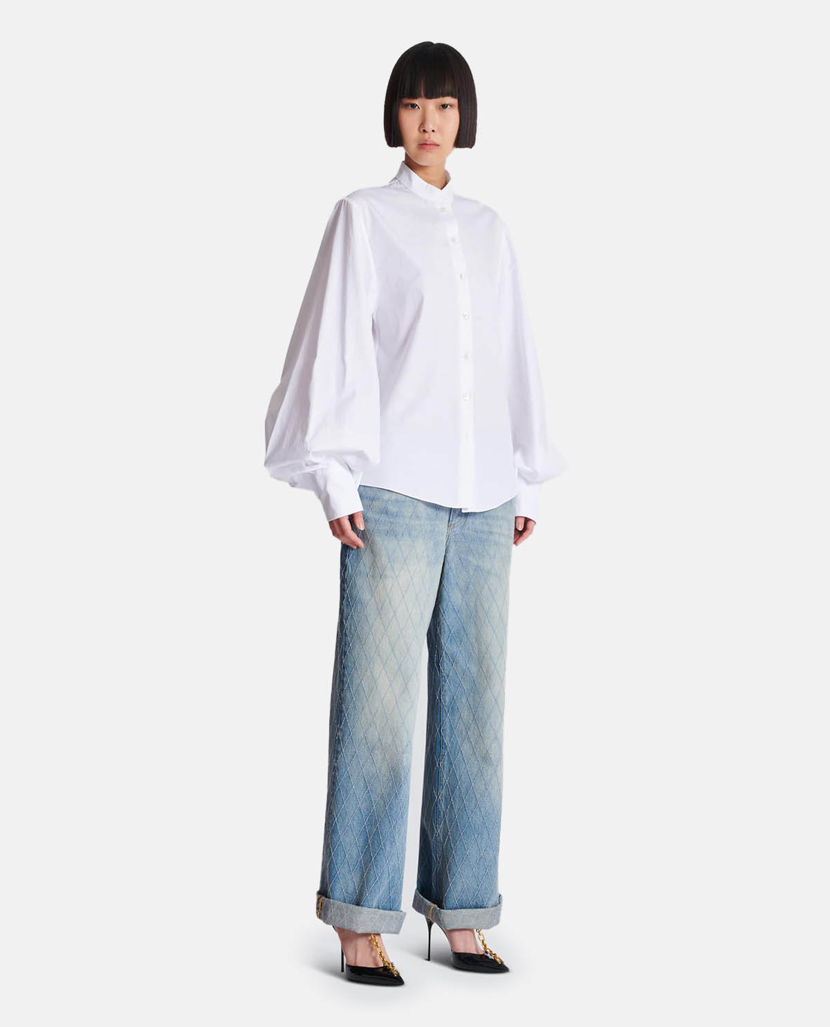 Áo sơ mi cotton tay phồng
