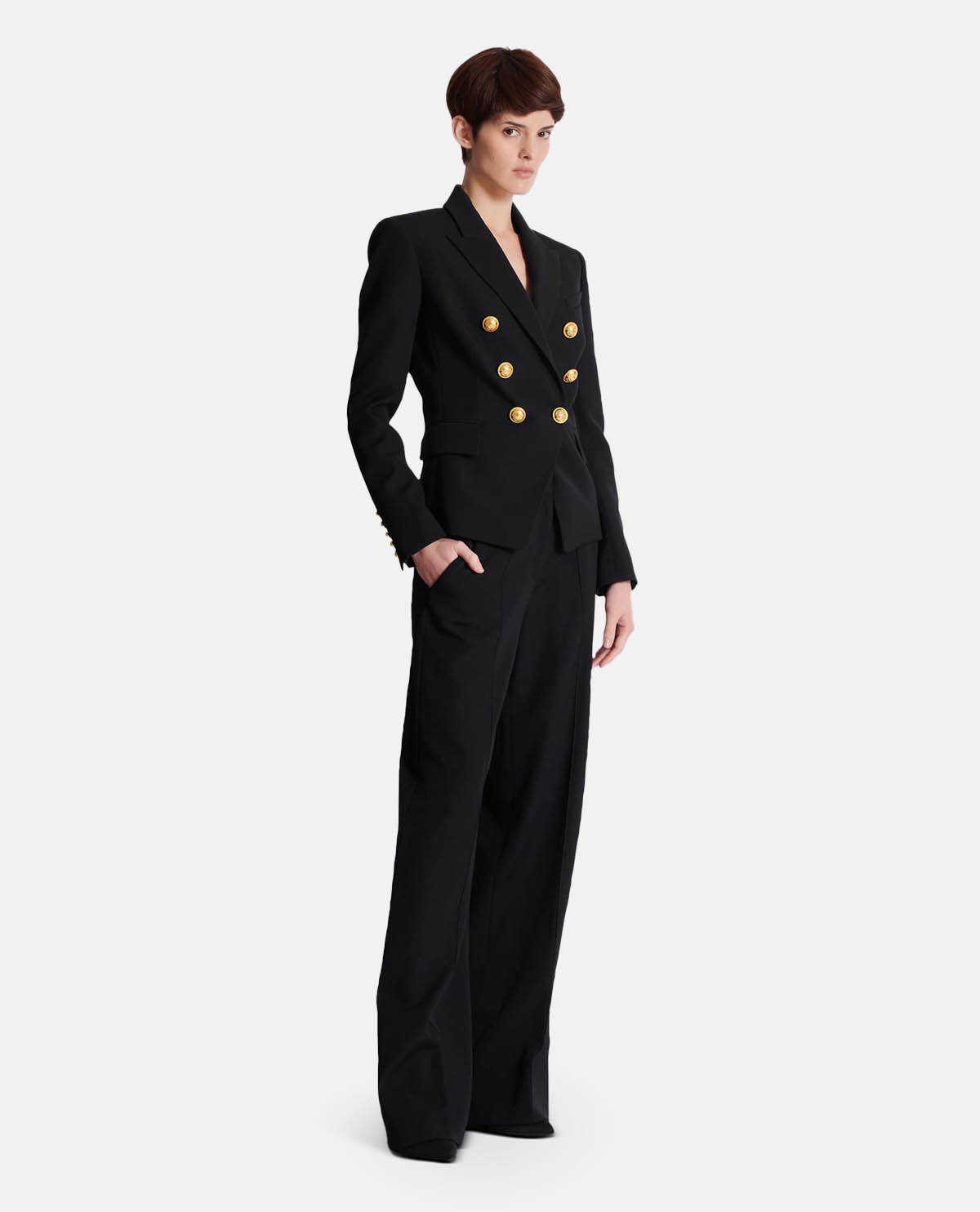 Áo blazer tay dài phối hàng khuy đôi