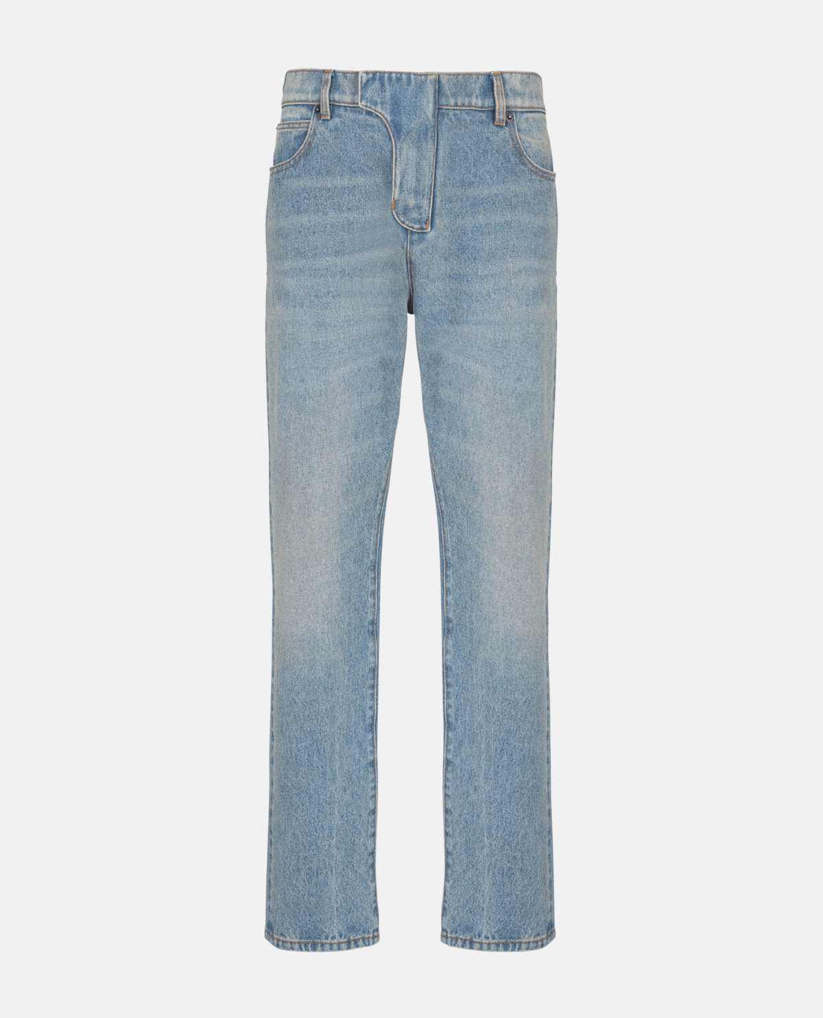 Quần jeans wash bạc phối nhãn Balmain vintage