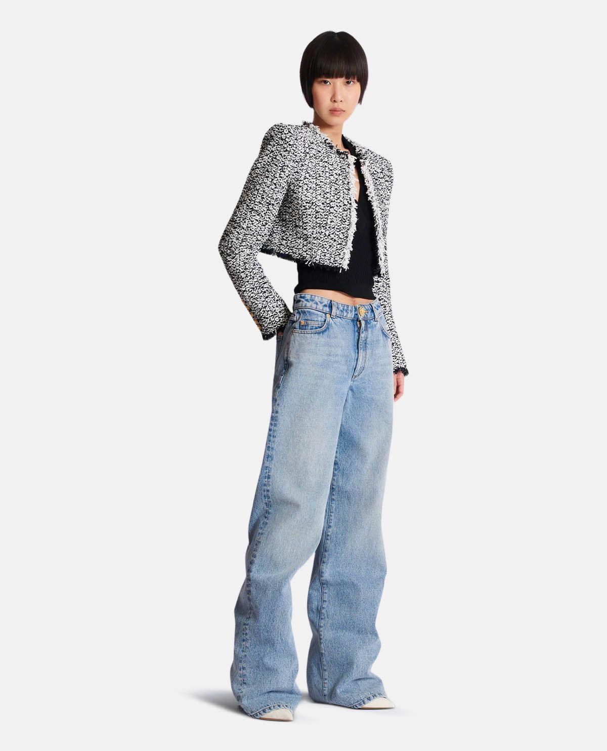 Áo khoác tweed dáng crop