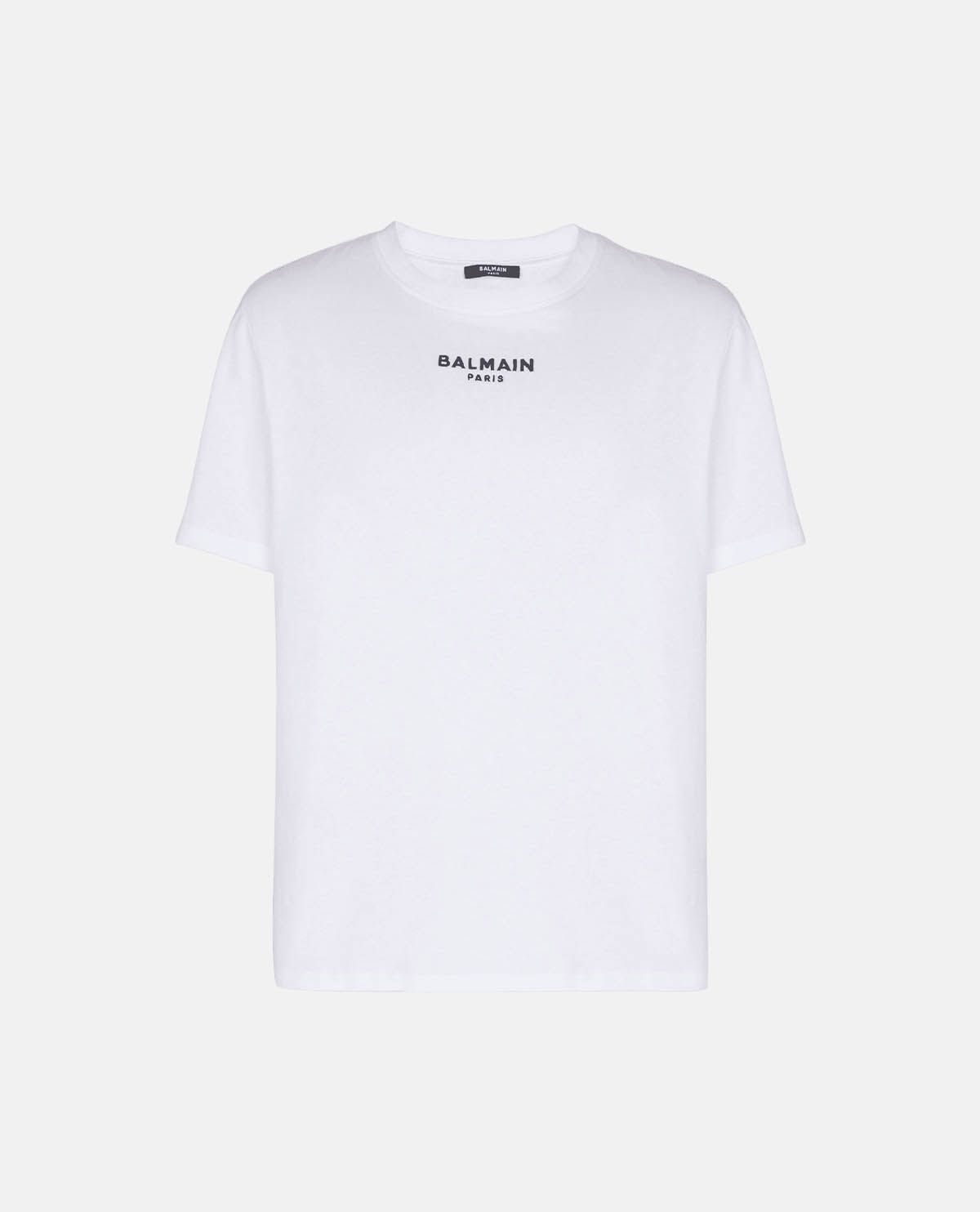 Áo thun tay ngắn thêu logo Balmain Paris
