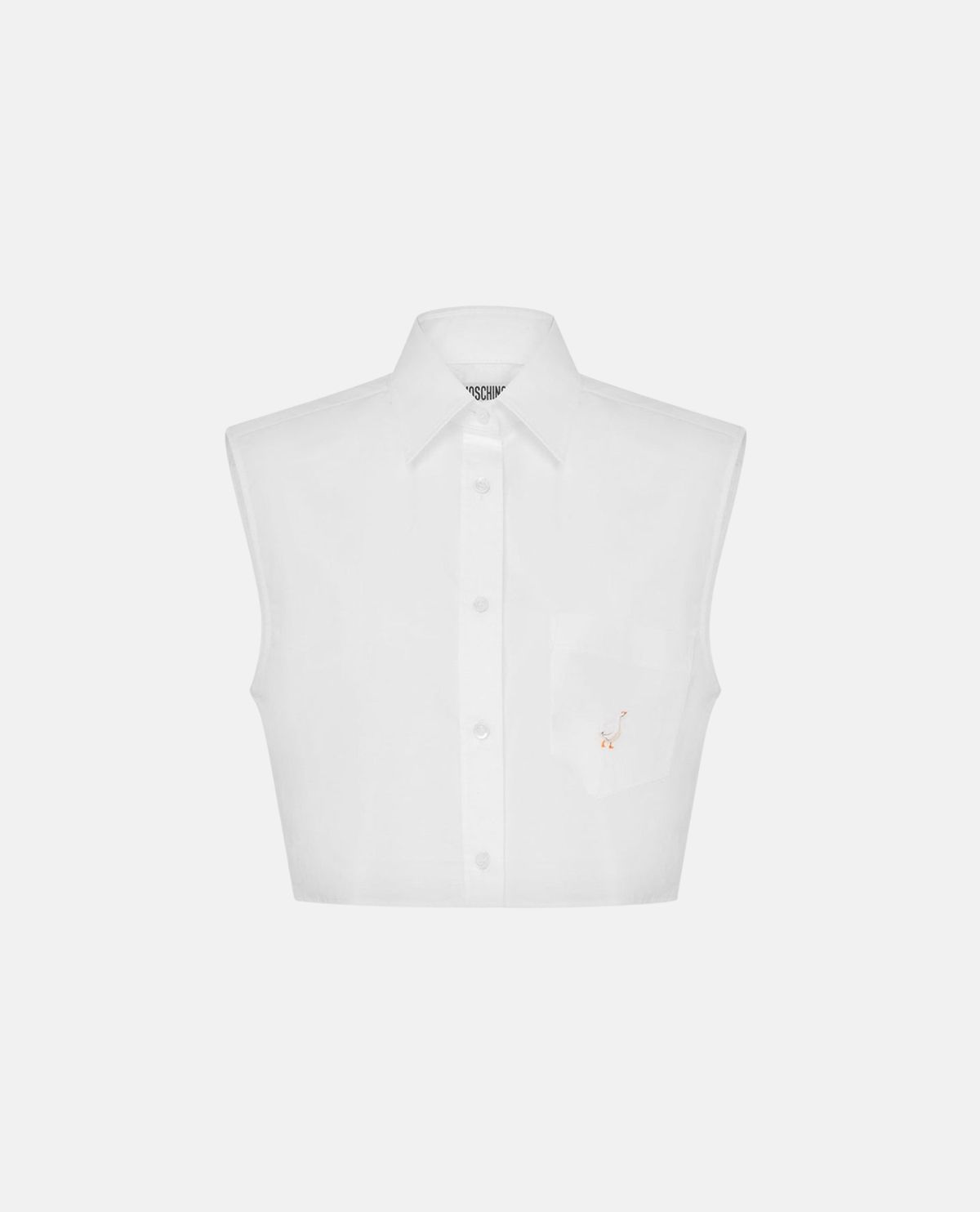Áo sơ mi cotton poplin dáng crop thêu hình ngỗng
