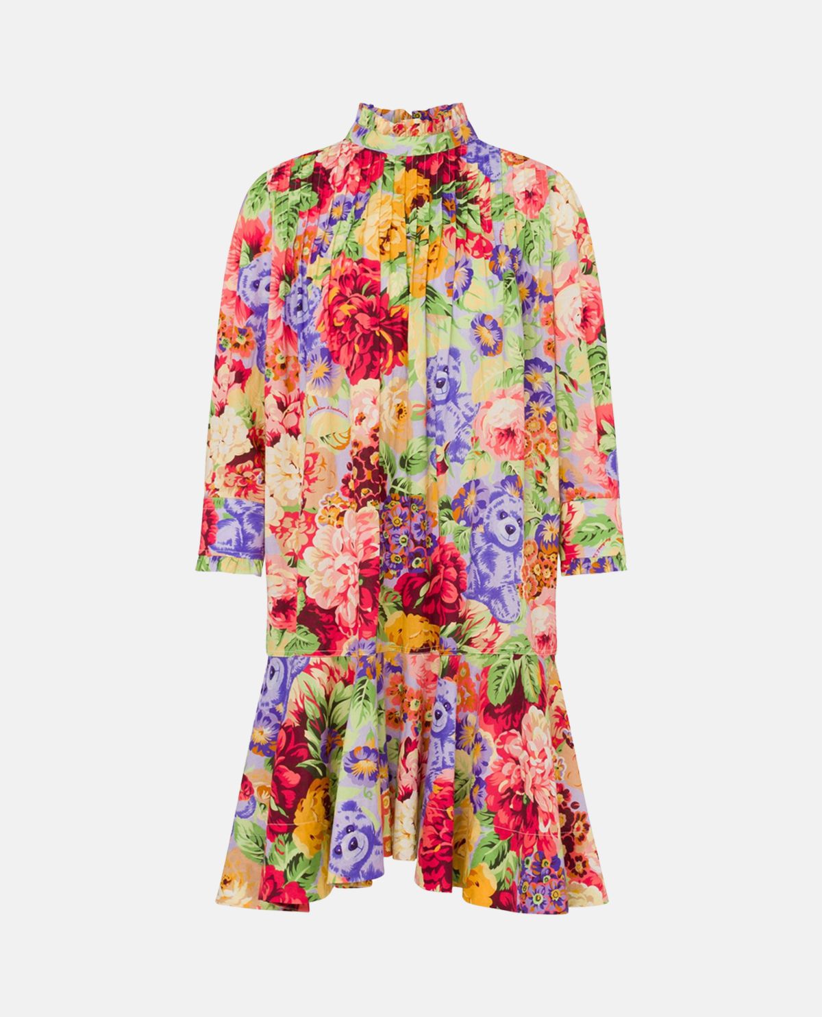 Đầm cotton poplin dáng ngắn họa tiết hoa