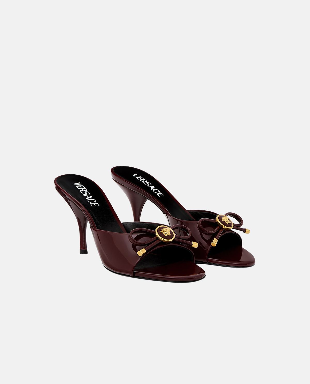 Giày sandal cao gót da bóng Opera Bow 85