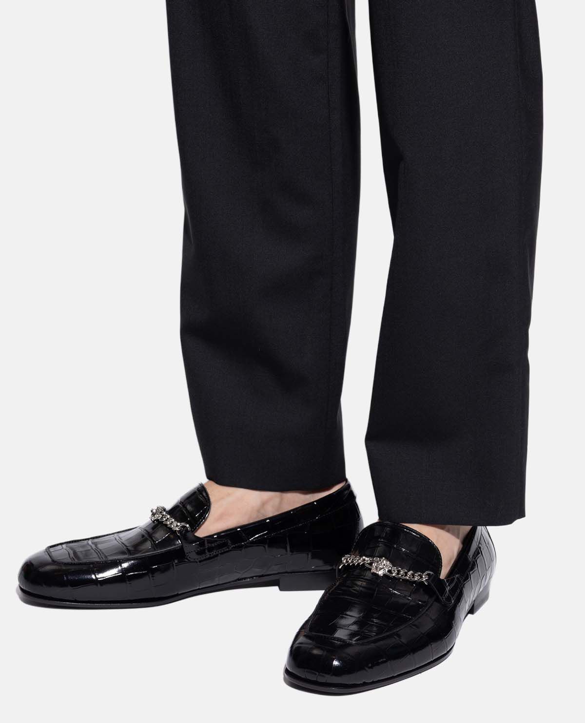 Giày loafer vân da cá sấu Medusa