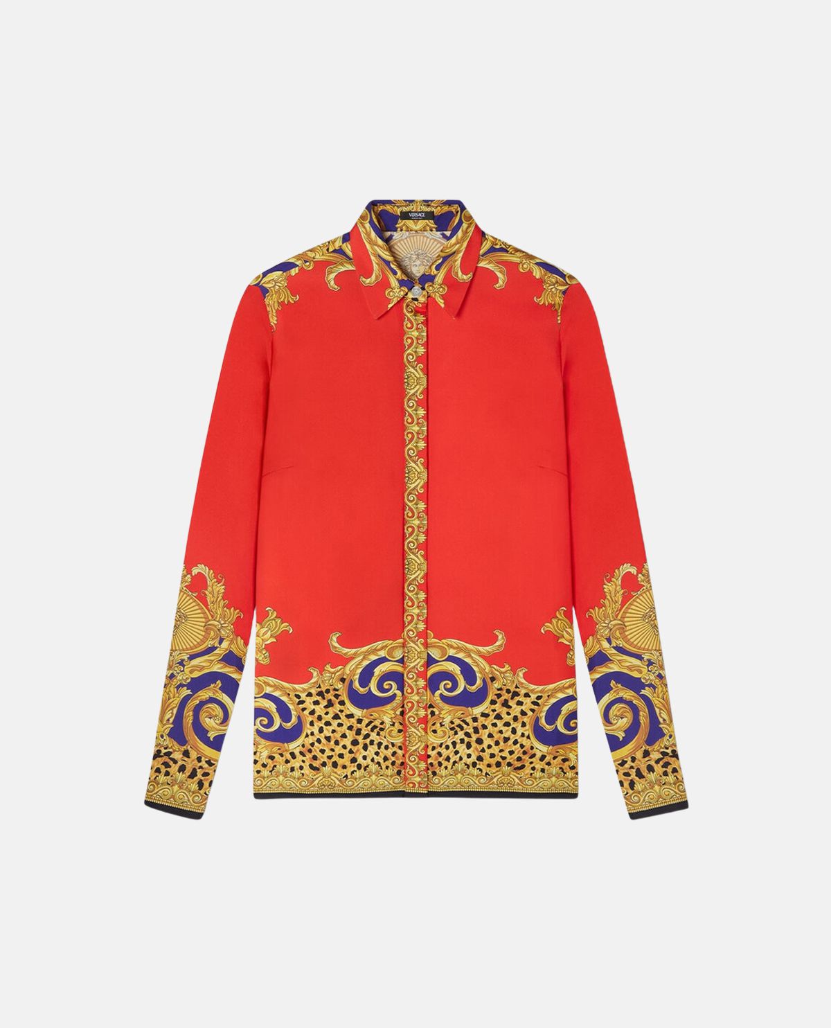 Áo sơ mi lụa tay dài Cheetah Barocco