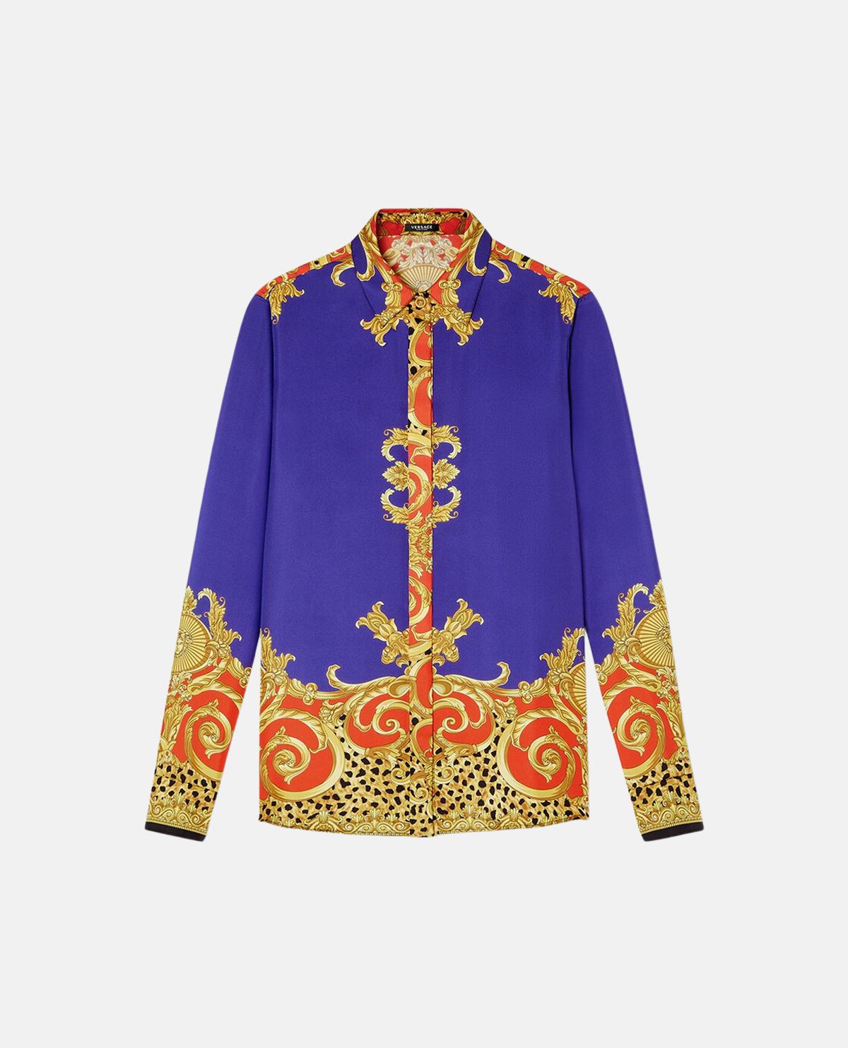 Áo sơ mi lụa tay dài Cheetah Barocco