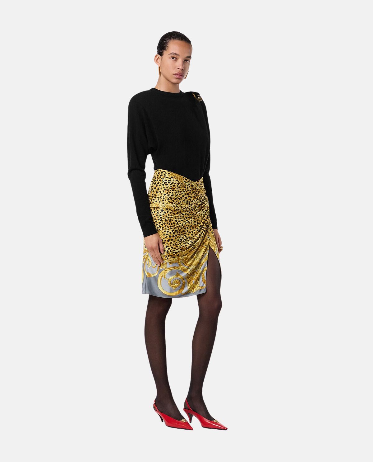 Chân váy midi xếp nếp Cheetah Foulard