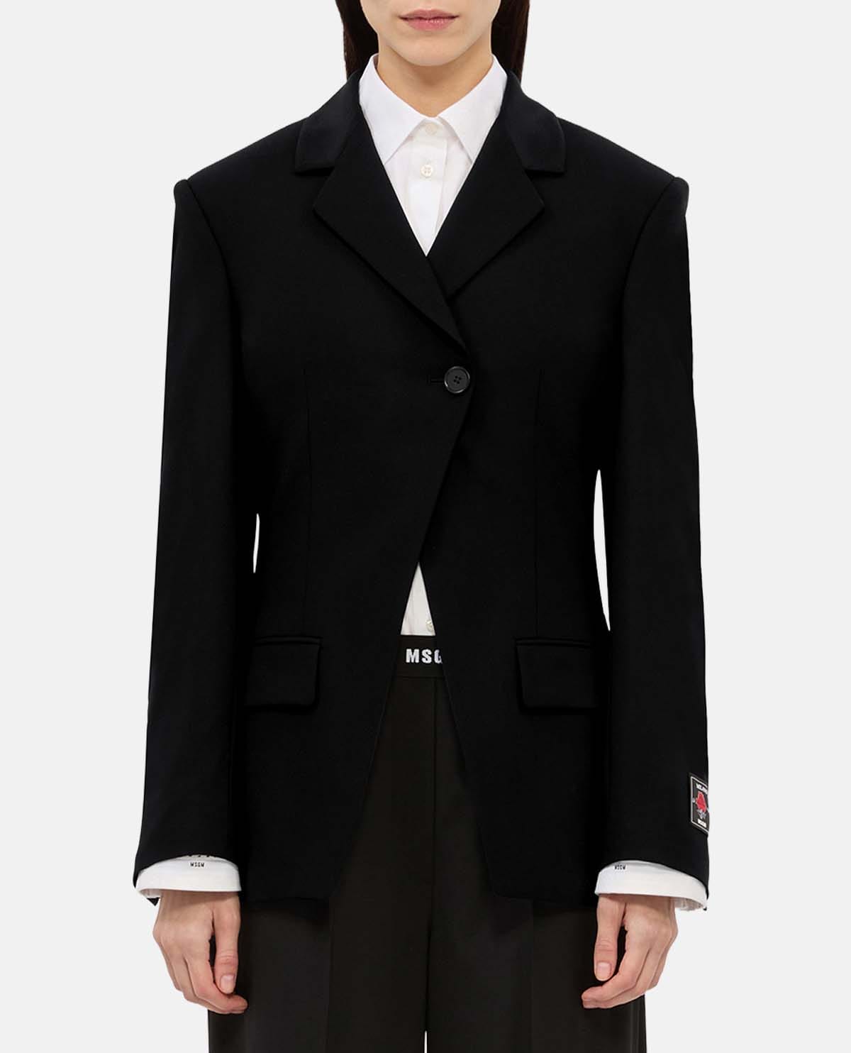Áo blazer khuy đơn phối patch "MSGM Roses"