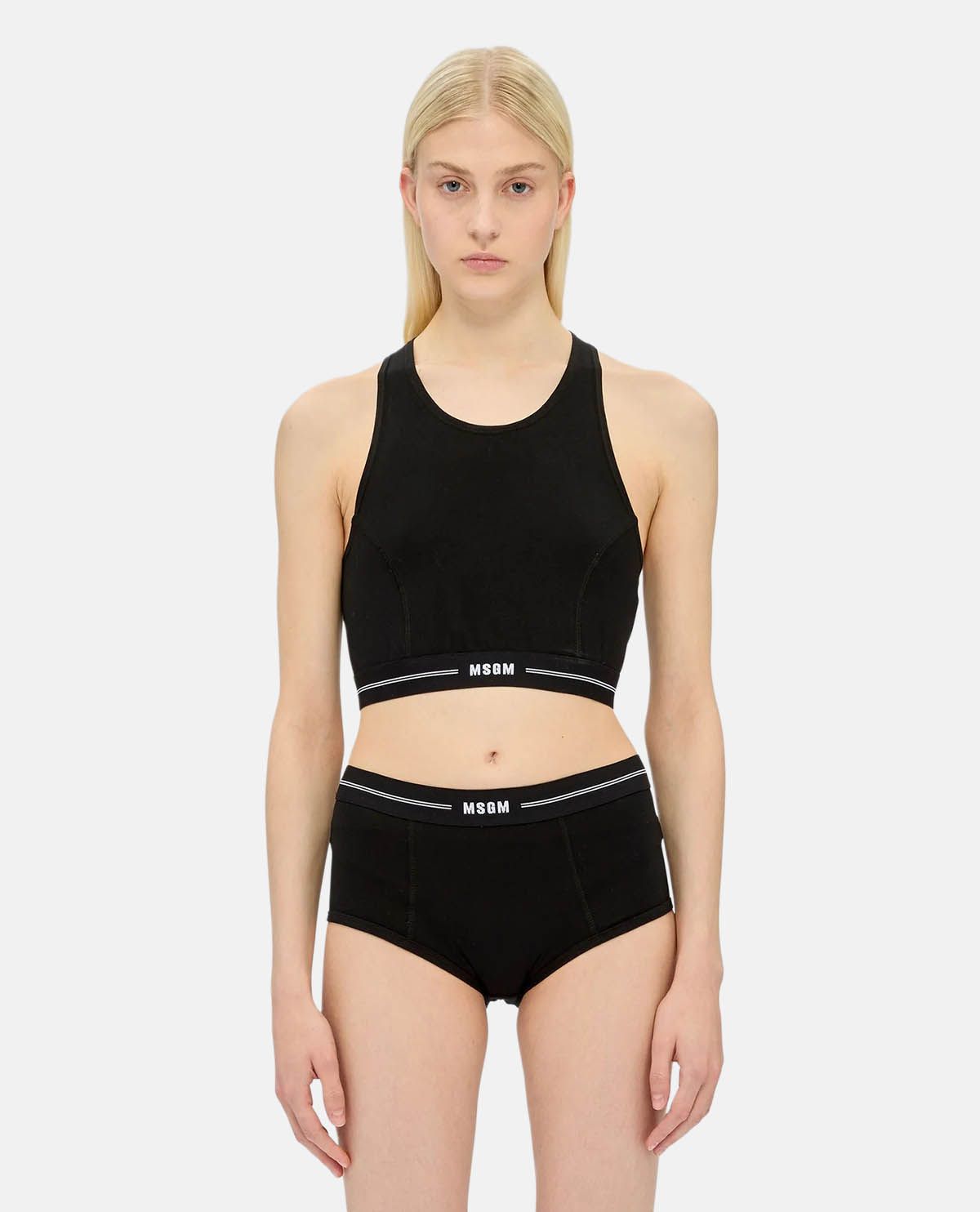 Áo croptop sát nách in logo