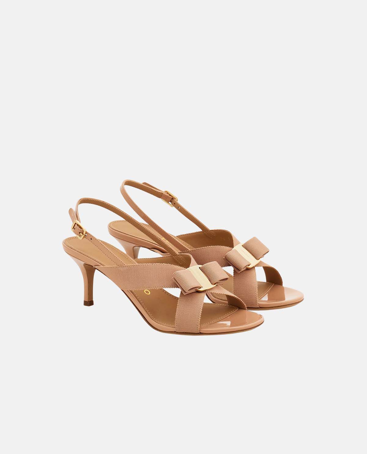 Giày sandal cao gót phối nơ Vara