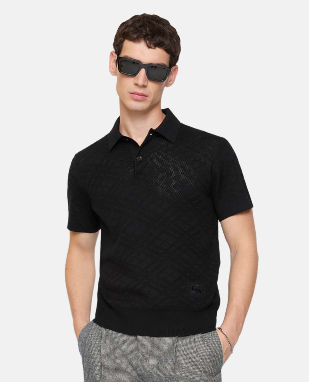 Áo polo dệt kim họa tiết Burberry Check