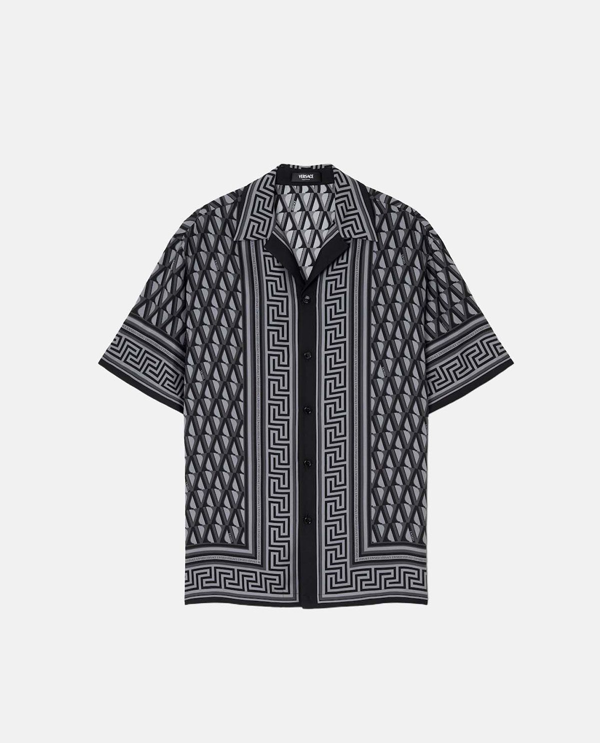 Áo sơ mi lụa slim-fit V Greca