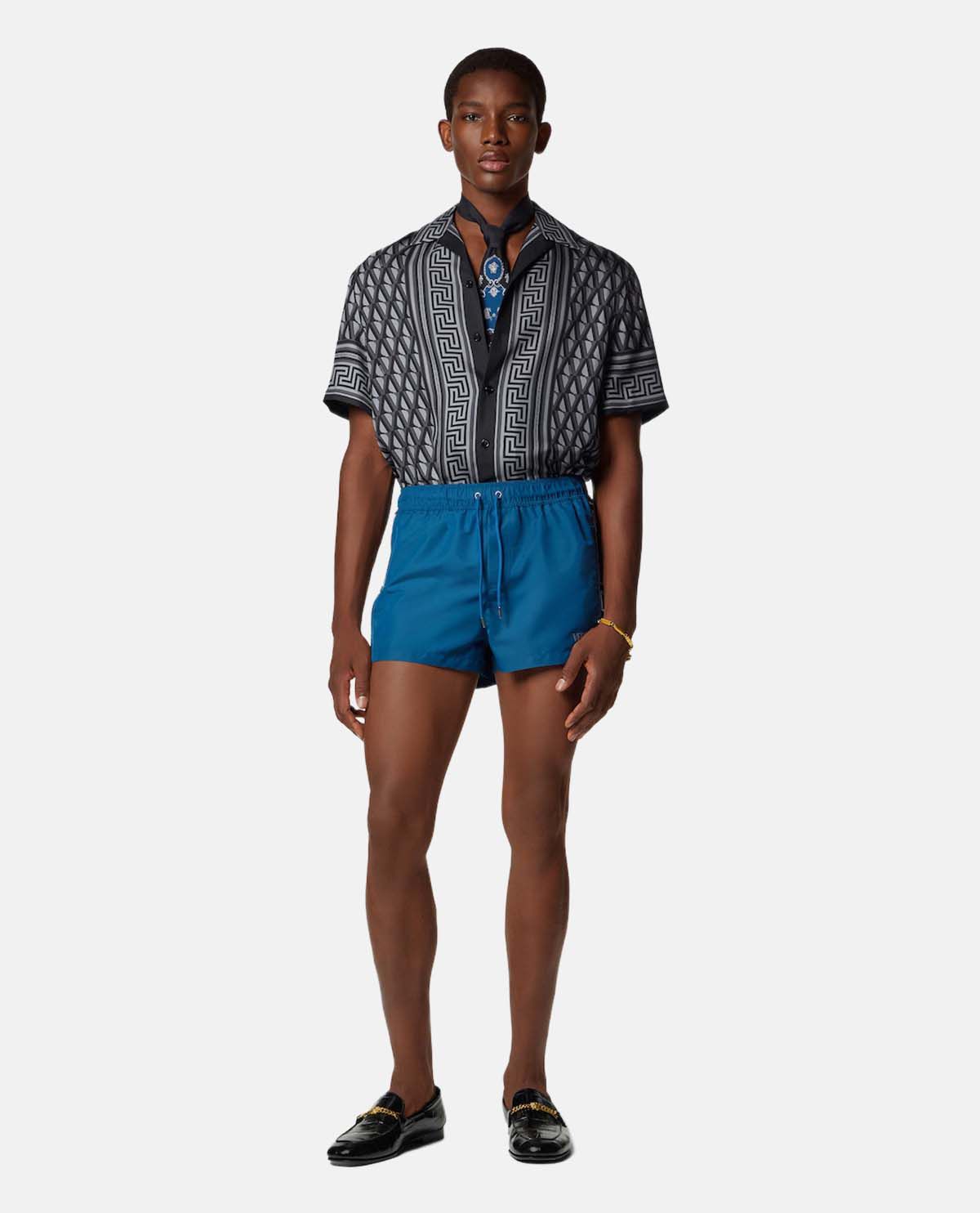 Áo sơ mi lụa slim-fit V Greca