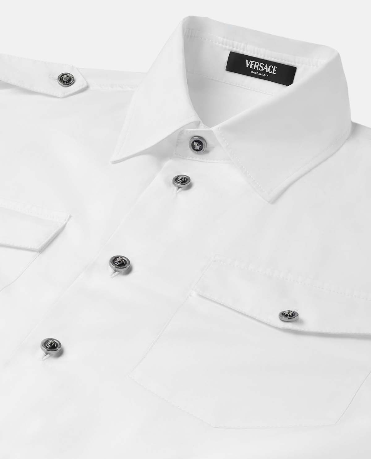 Áo sơ mi cotton-poplin phối khuy Medusa