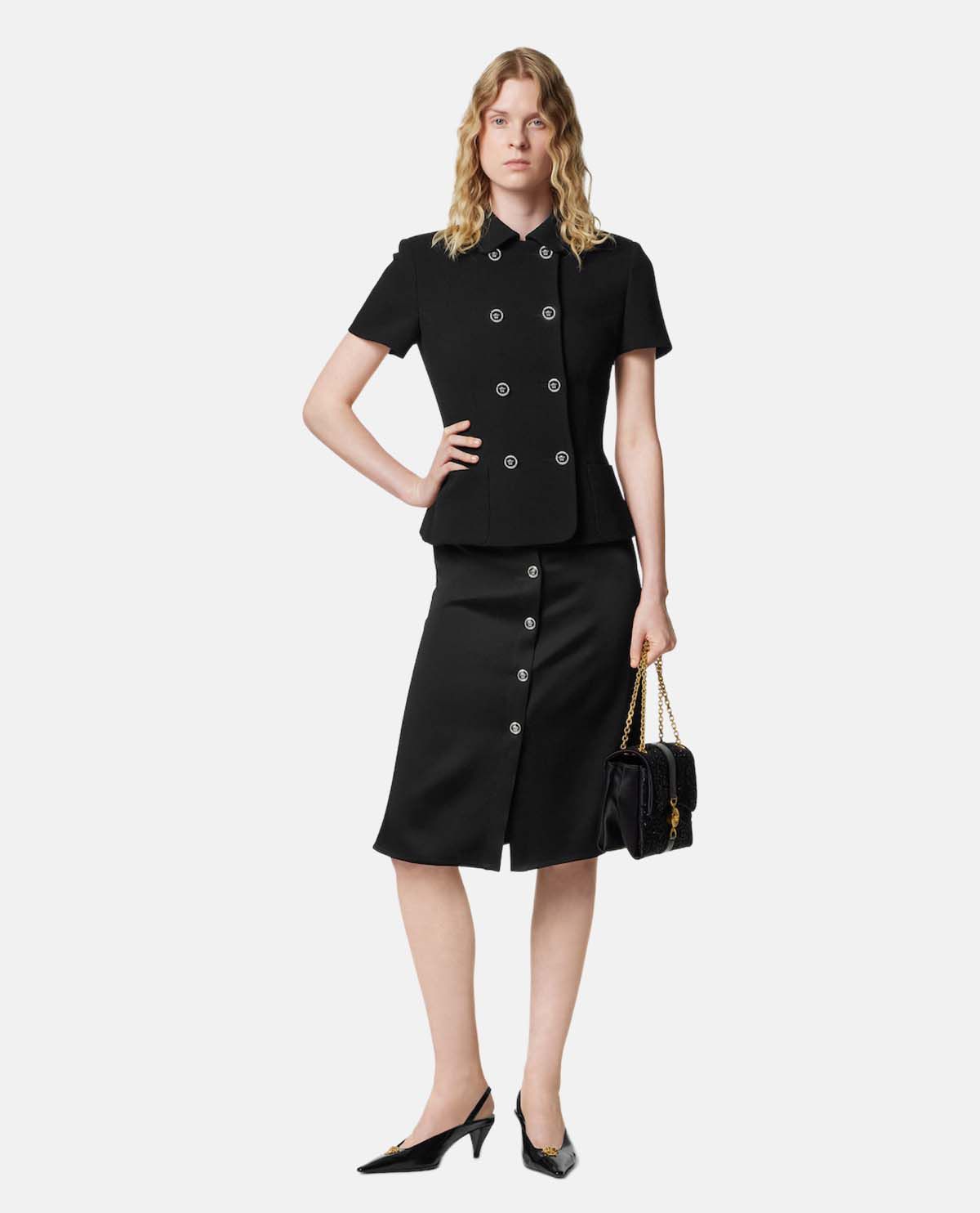 Chân váy midi satin dáng chữ A