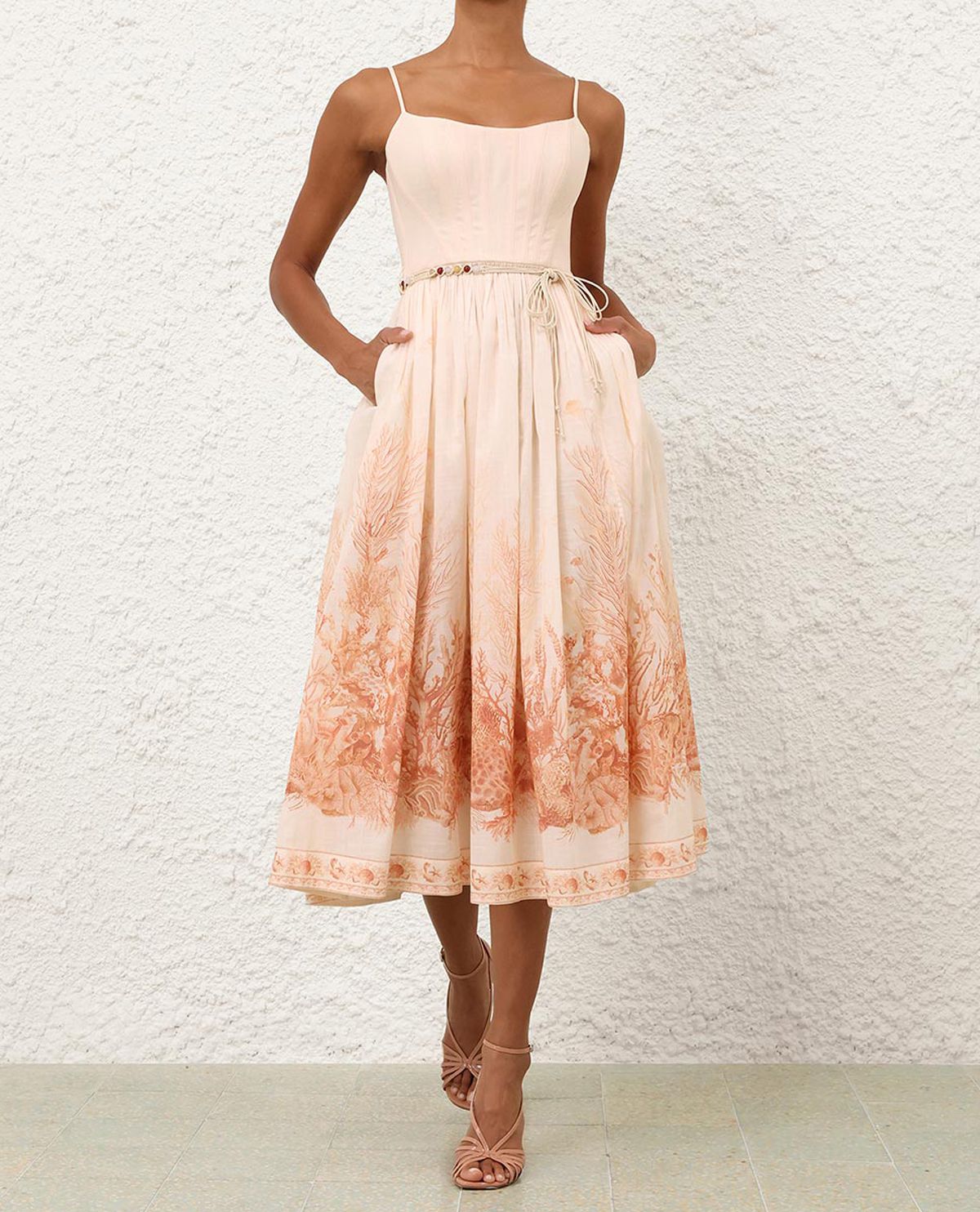 Đầm midi hai dây xếp ly Wanderlust