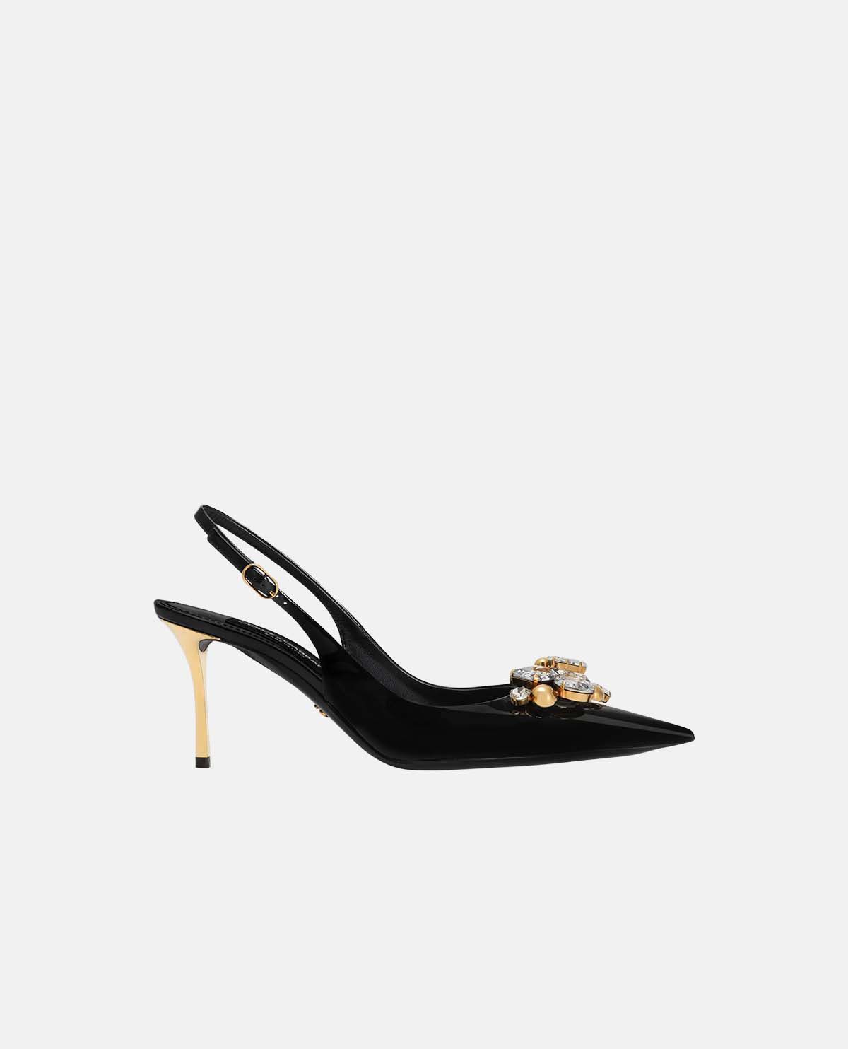 Giày cao gót slingback đính pha lê