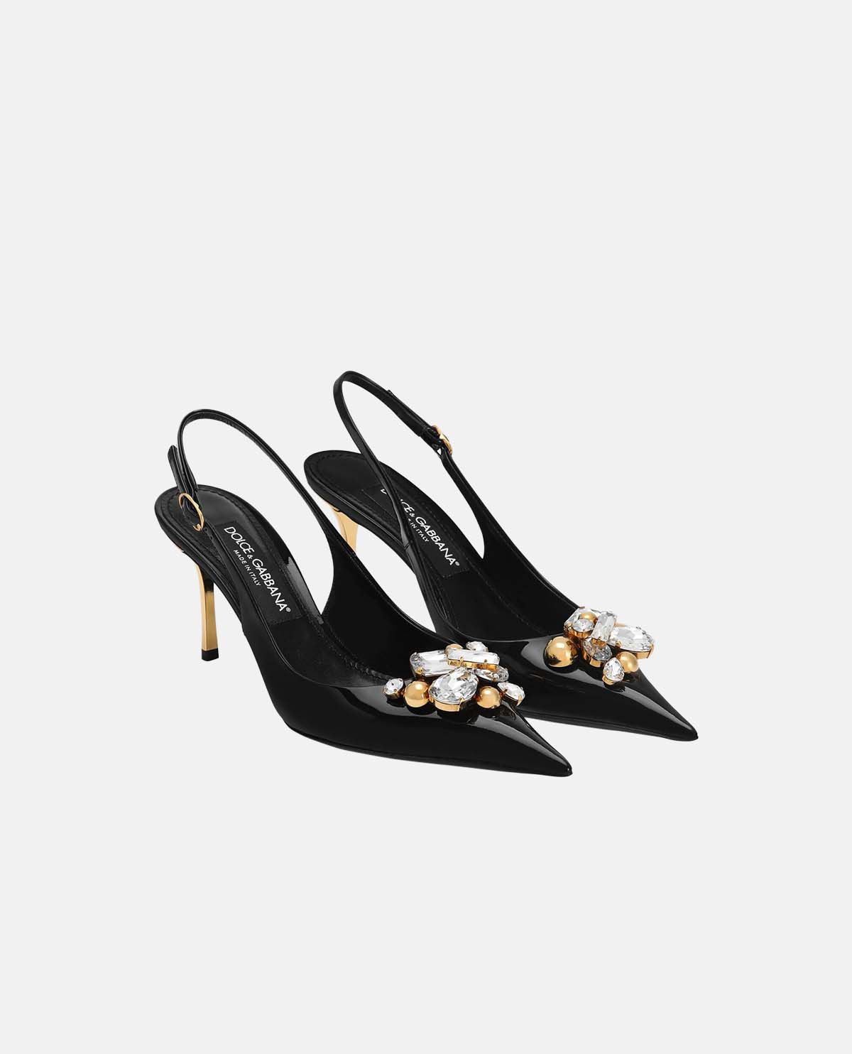 Giày cao gót slingback đính pha lê