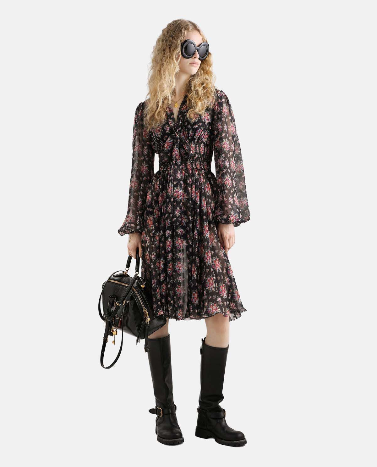Đầm chiffon họa tiết hoa nhỏ