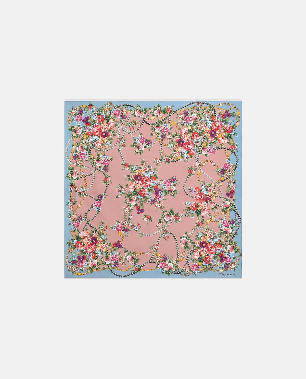Khăn lụa vuông họa tiết hoa 70 x 70 cm