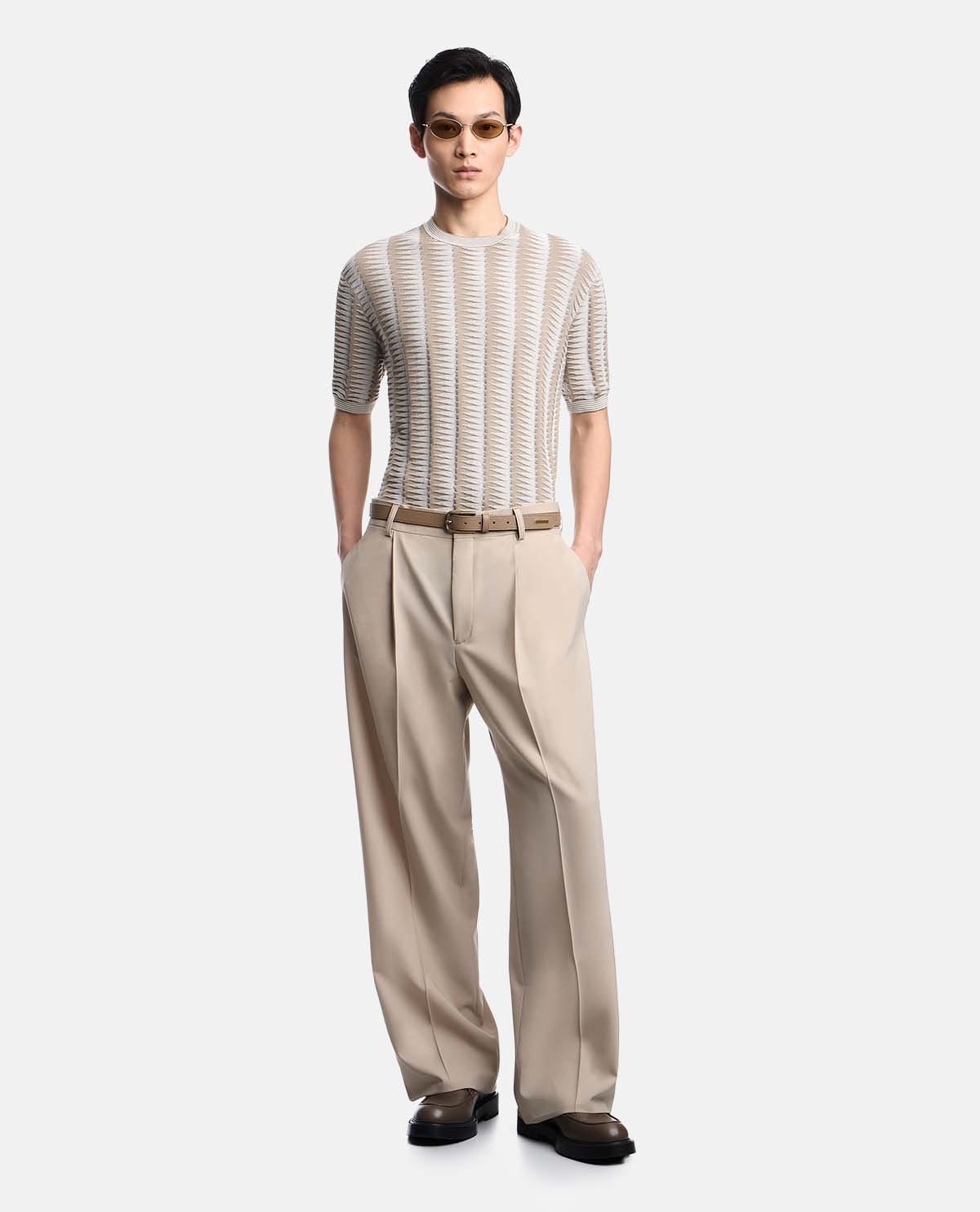 Áo len tay ngắn dệt jacquard