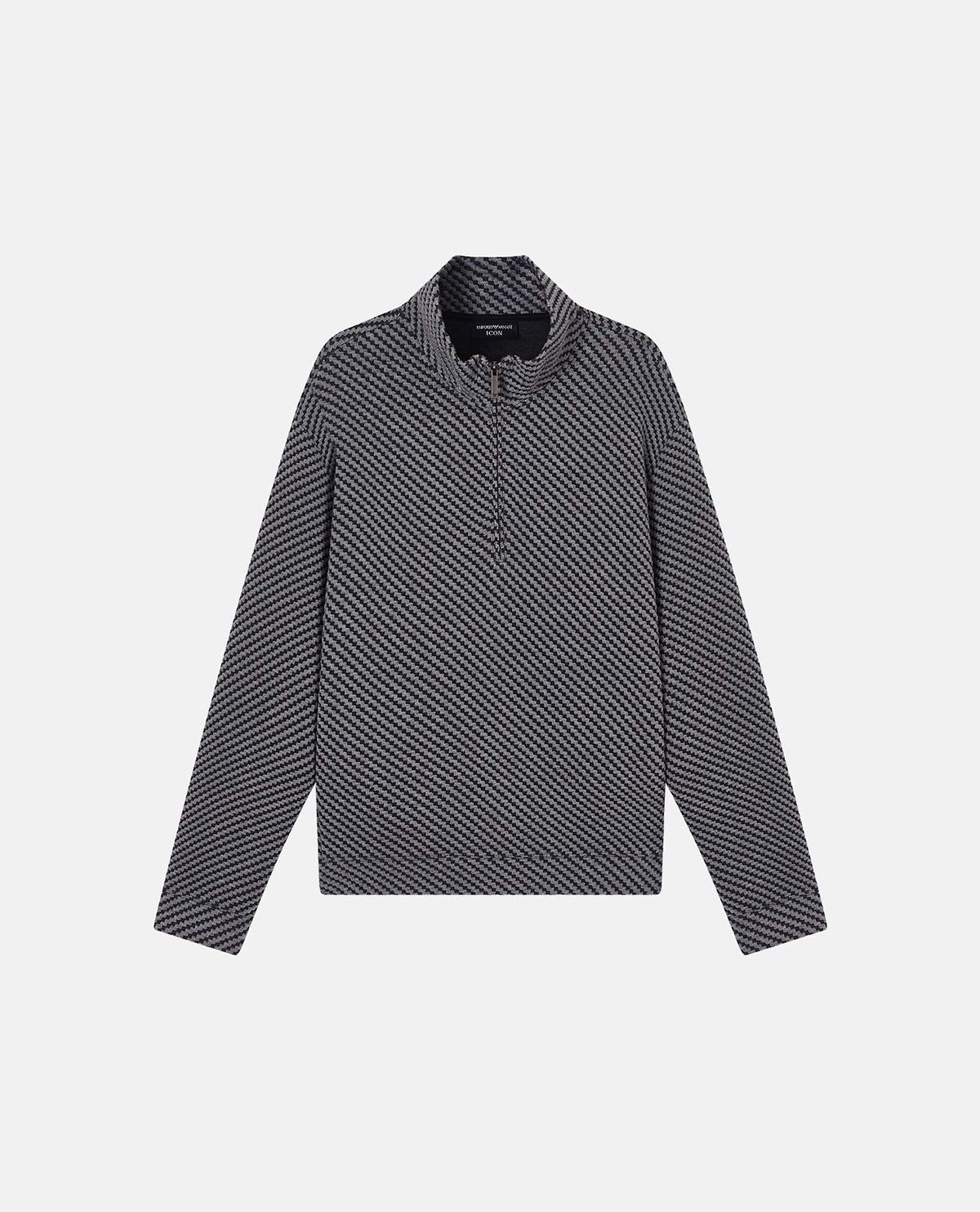 Áo nỉ khóa kéo họa tiết Icon jacquard