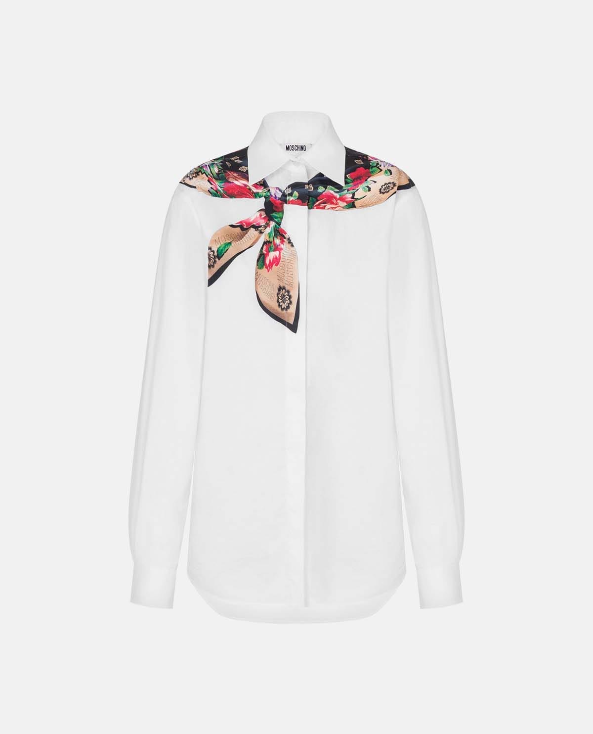 Áo sơ mi cotton poplin họa tiết khăn choàng