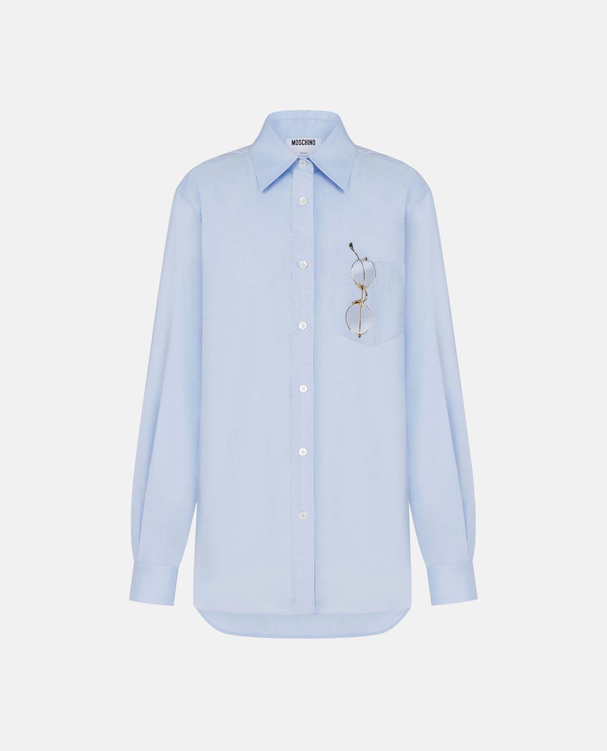 Áo sơ mi cotton poplin họa tiết mắt kính