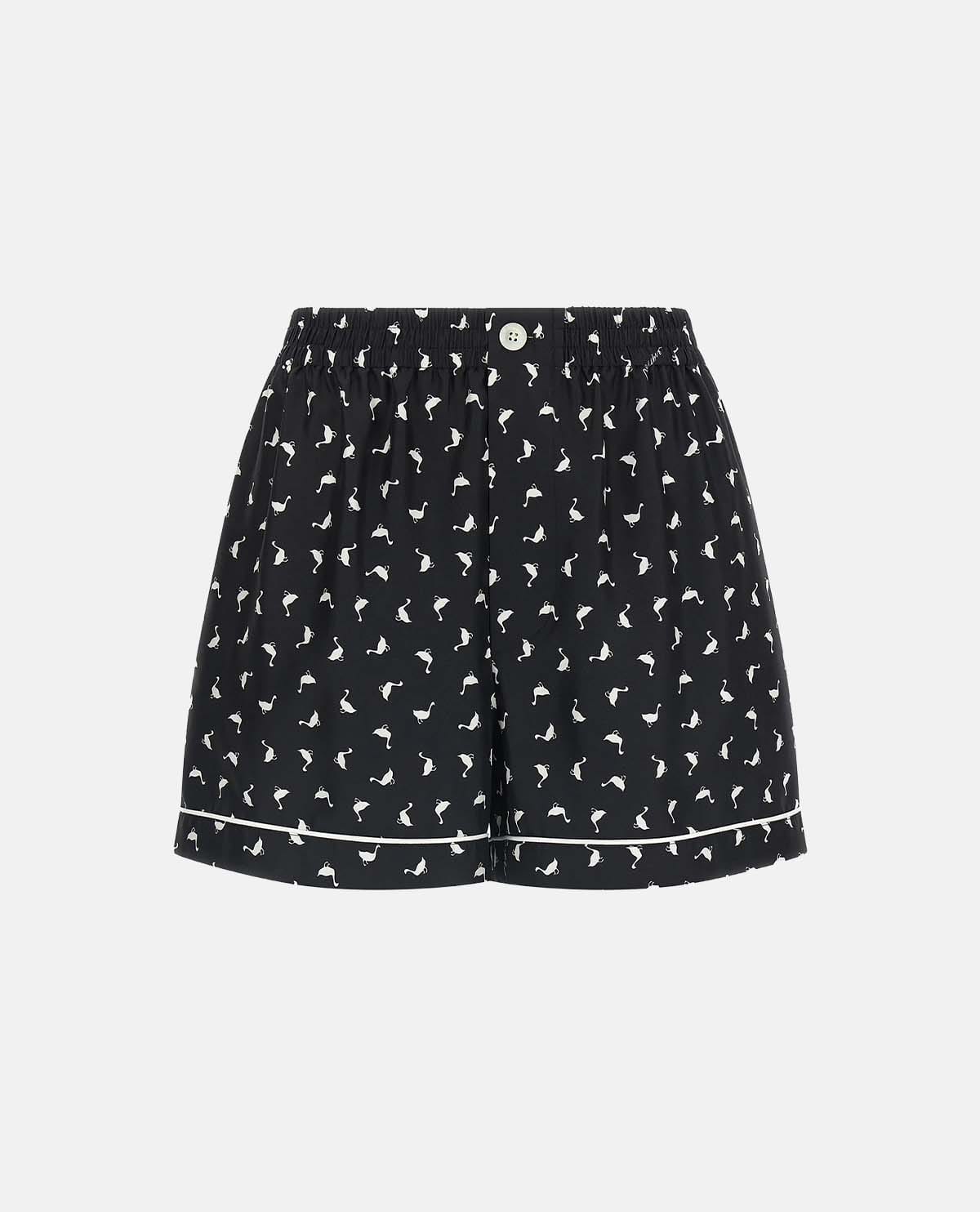 Quần short lụa họa tiết ngỗng