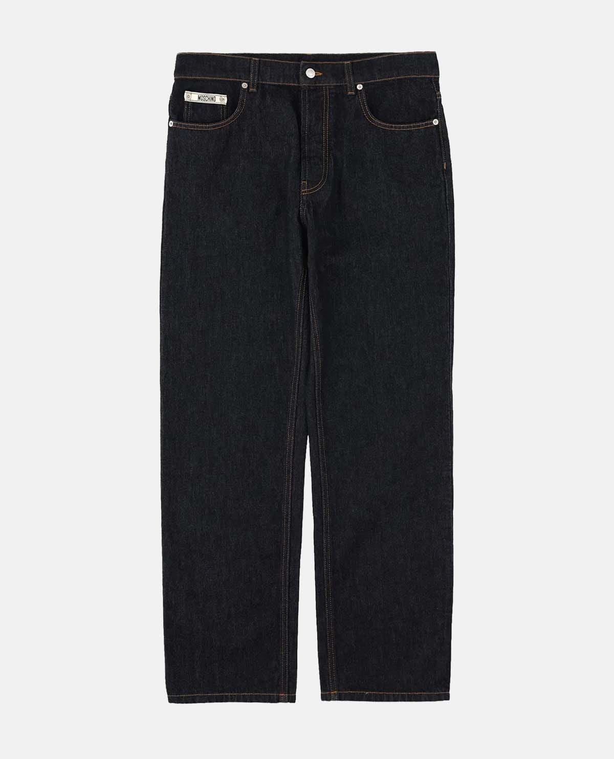 Quần denim dài phối logo