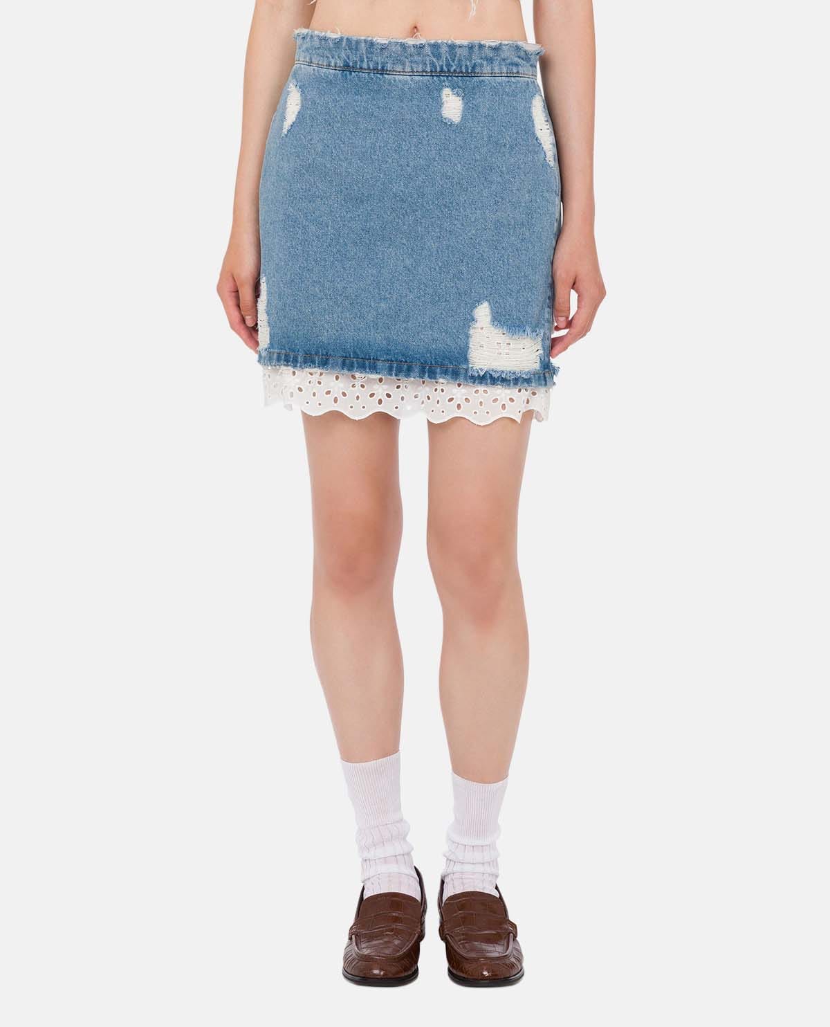 Chân váy mini cotton denim