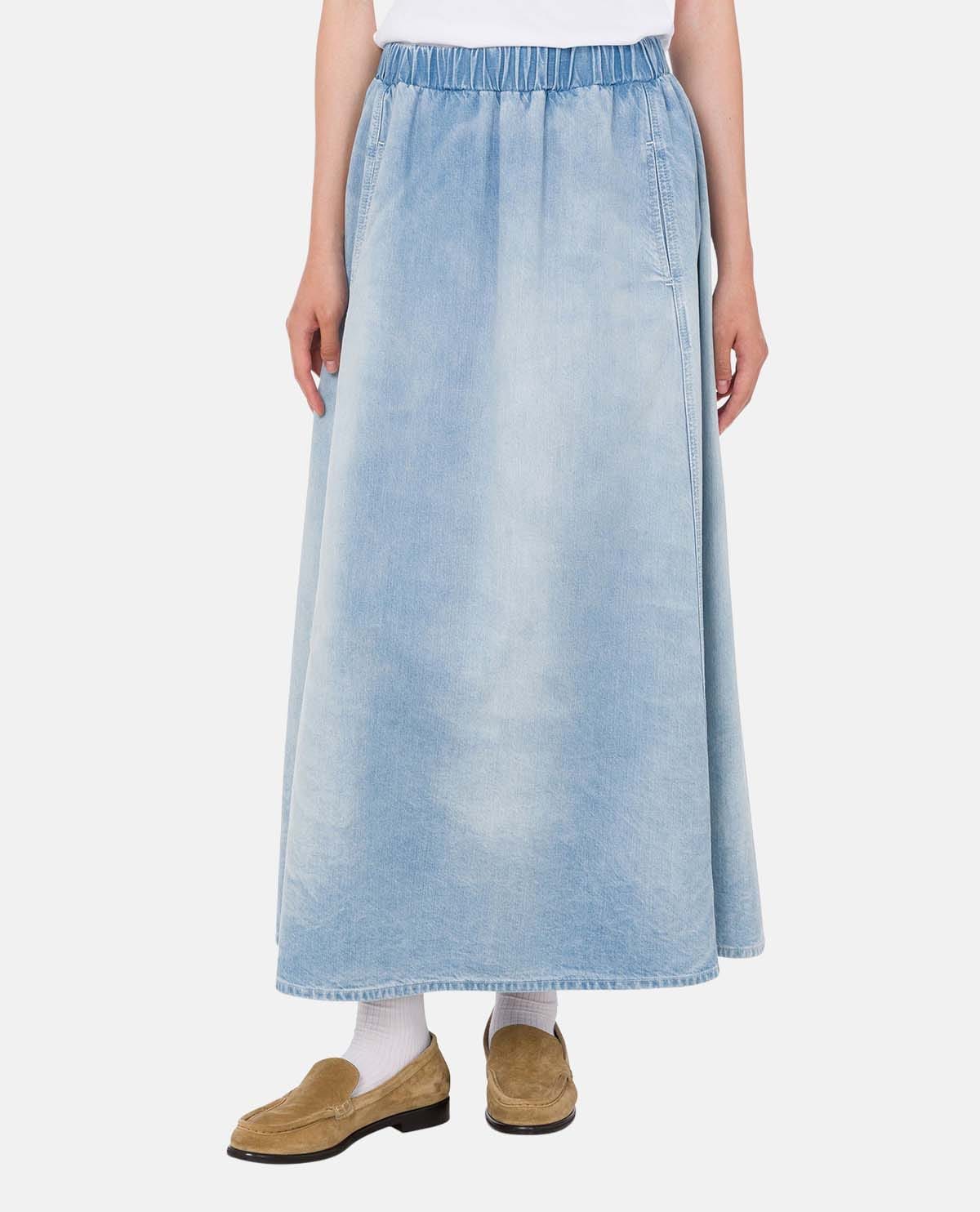 Chân váy midi cotton denim