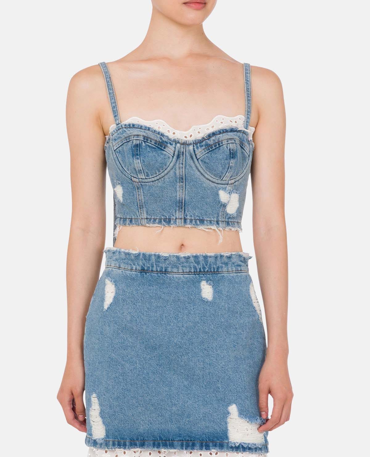 Áo croptop denim cúp ngực