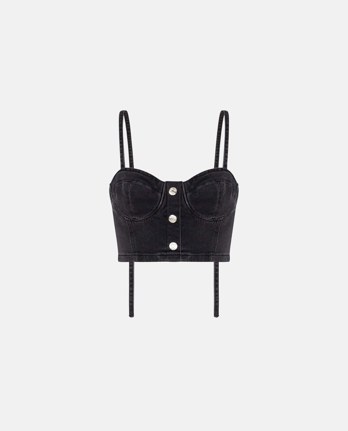 Áo croptop denim cúp ngực